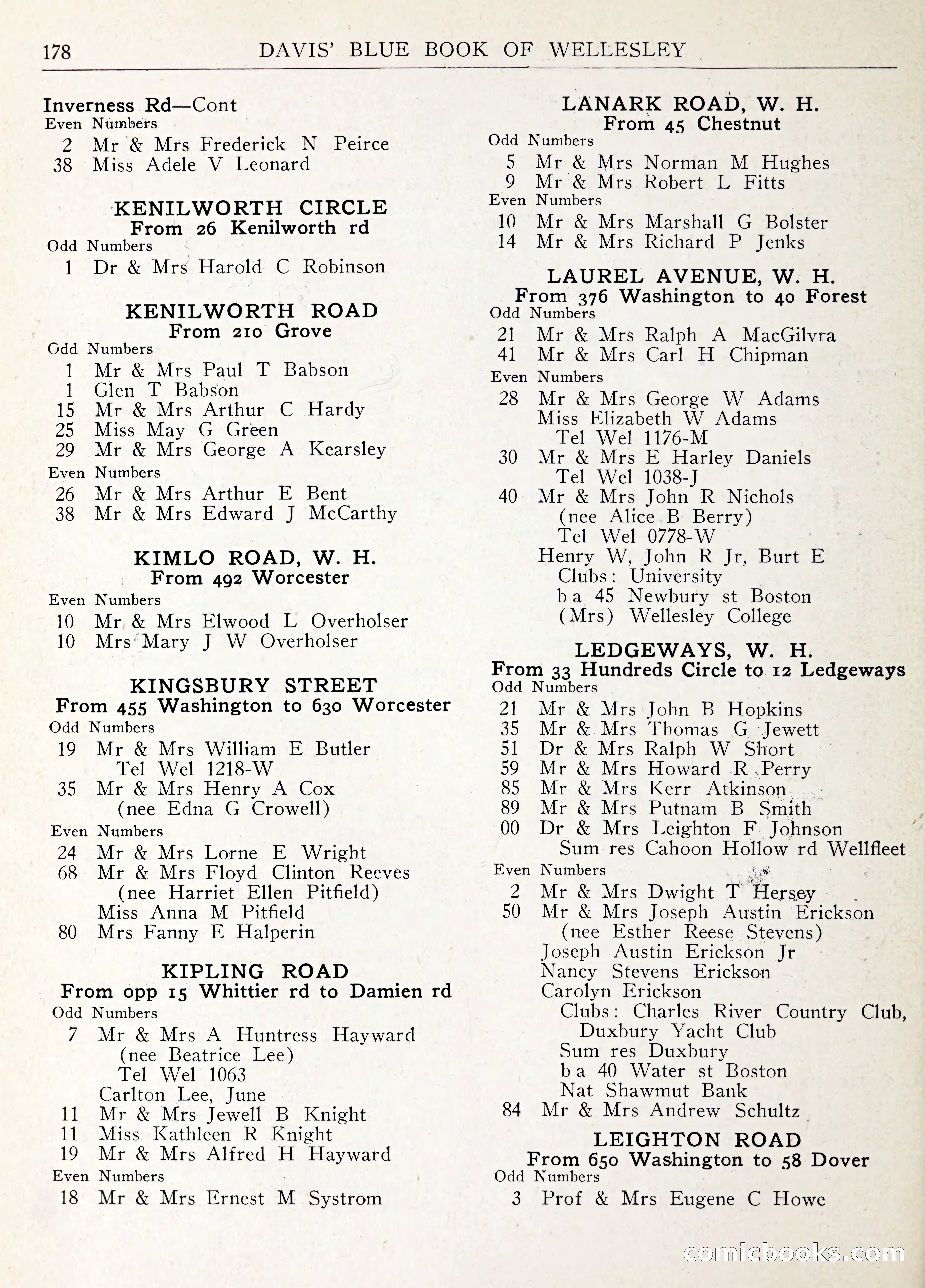 Davis' Blue Book of Brookline: Wellesley and Weston — page 189 of 246