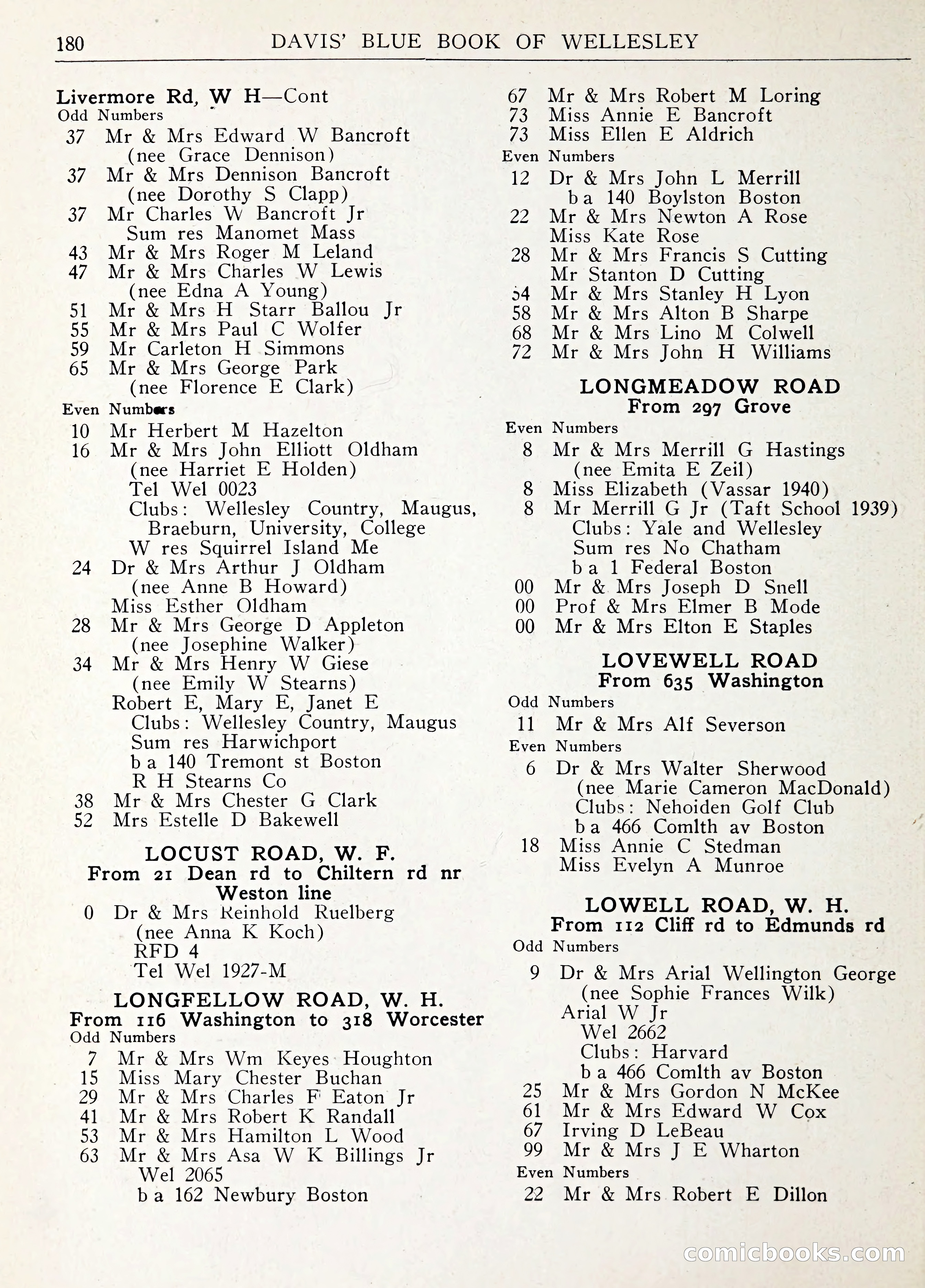 Davis' Blue Book of Brookline: Wellesley and Weston — page 191 of 246
