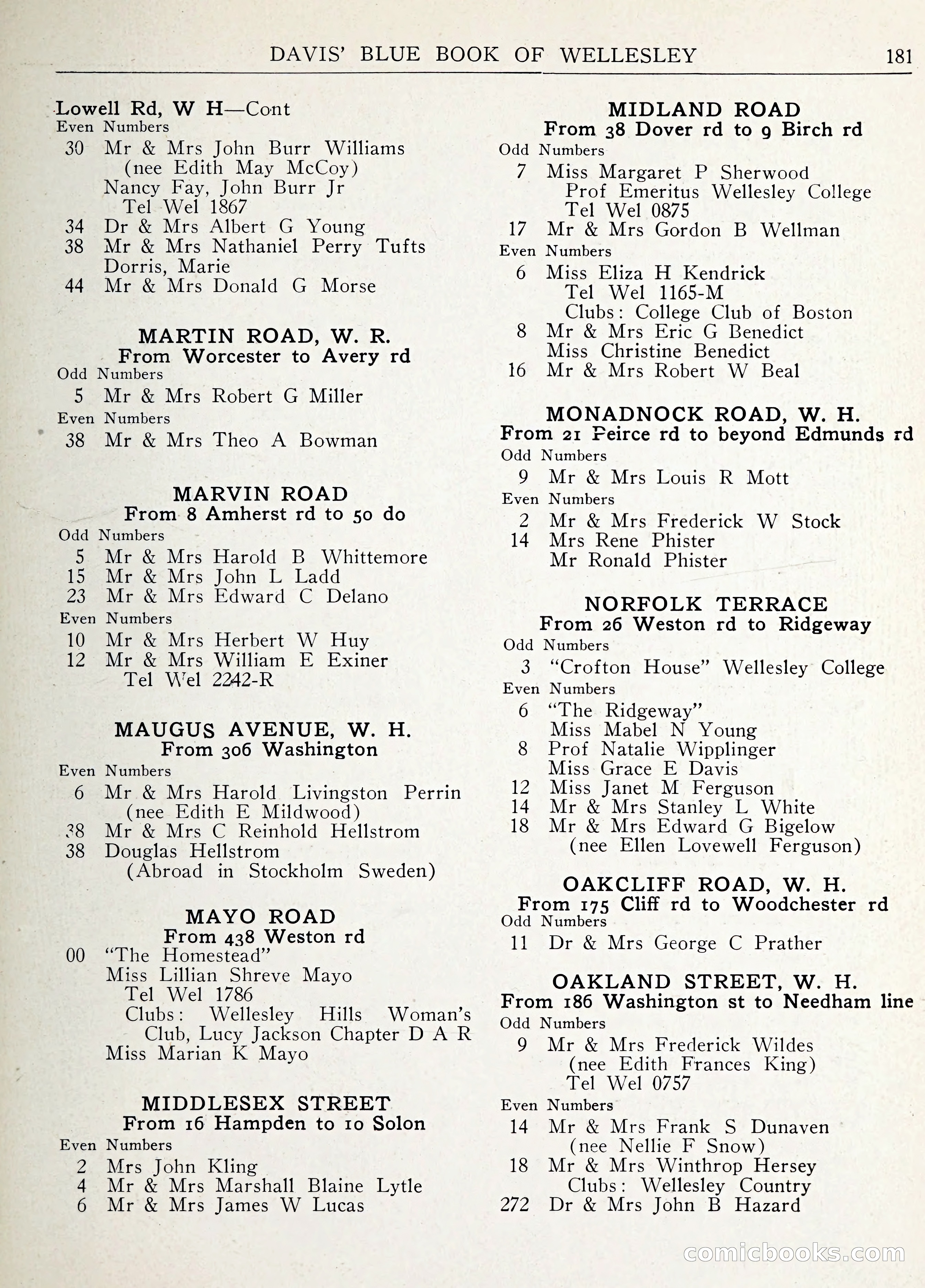 Davis' Blue Book of Brookline: Wellesley and Weston — page 192 of 246
