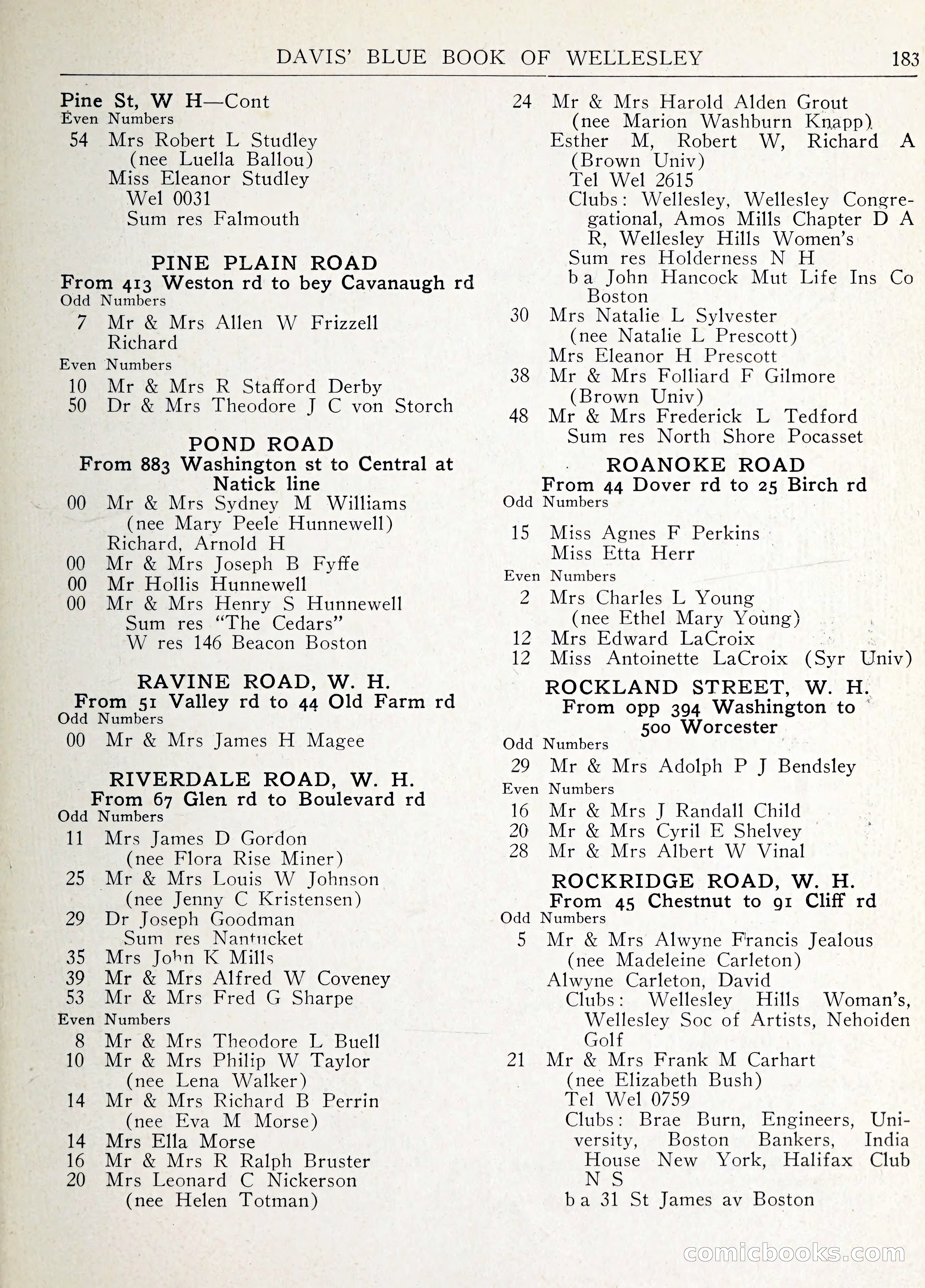 Davis' Blue Book of Brookline: Wellesley and Weston — page 194 of 246