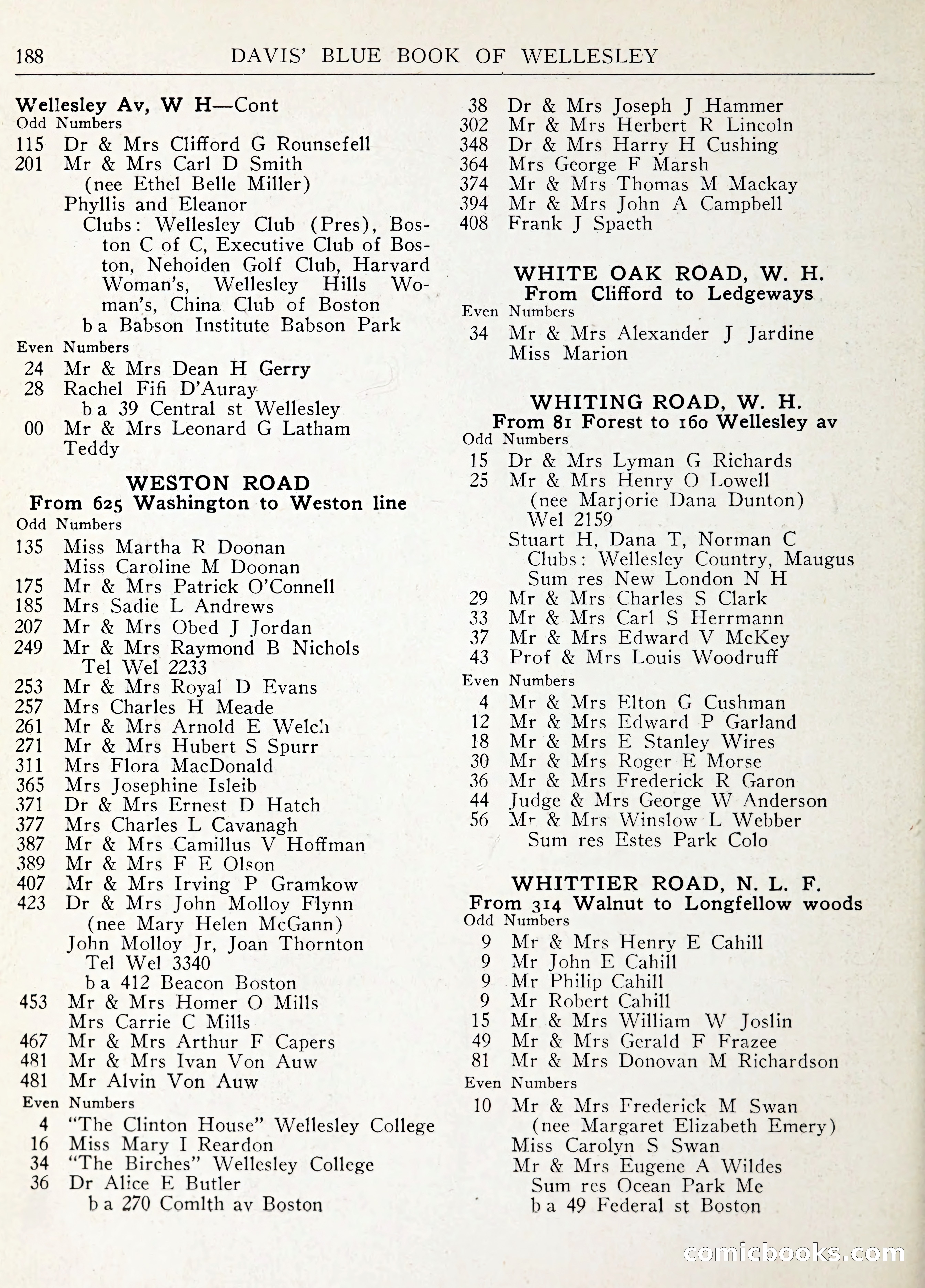 Davis' Blue Book of Brookline: Wellesley and Weston — page 199 of 246