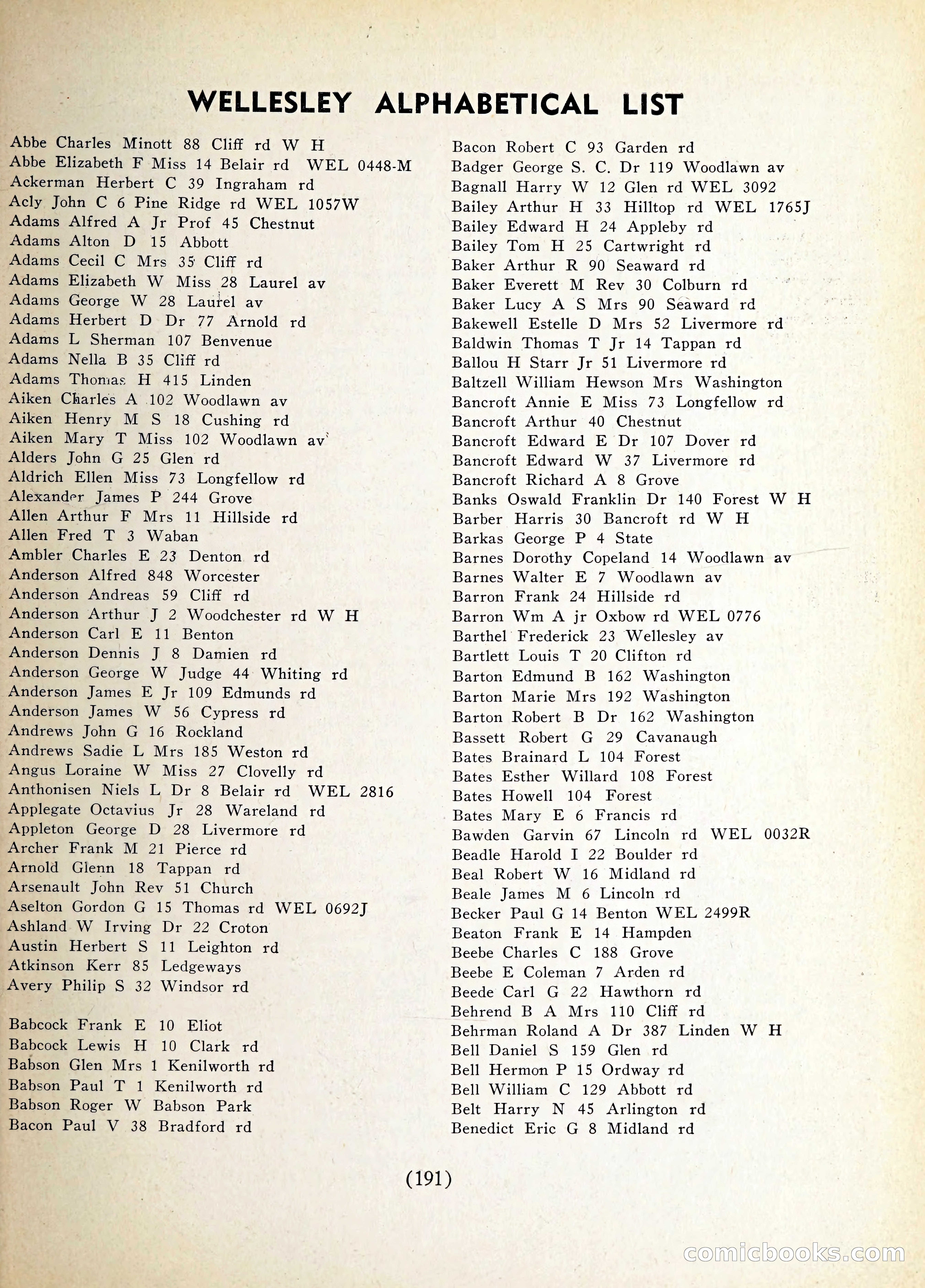 Davis' Blue Book of Brookline: Wellesley and Weston — page 204 of 246