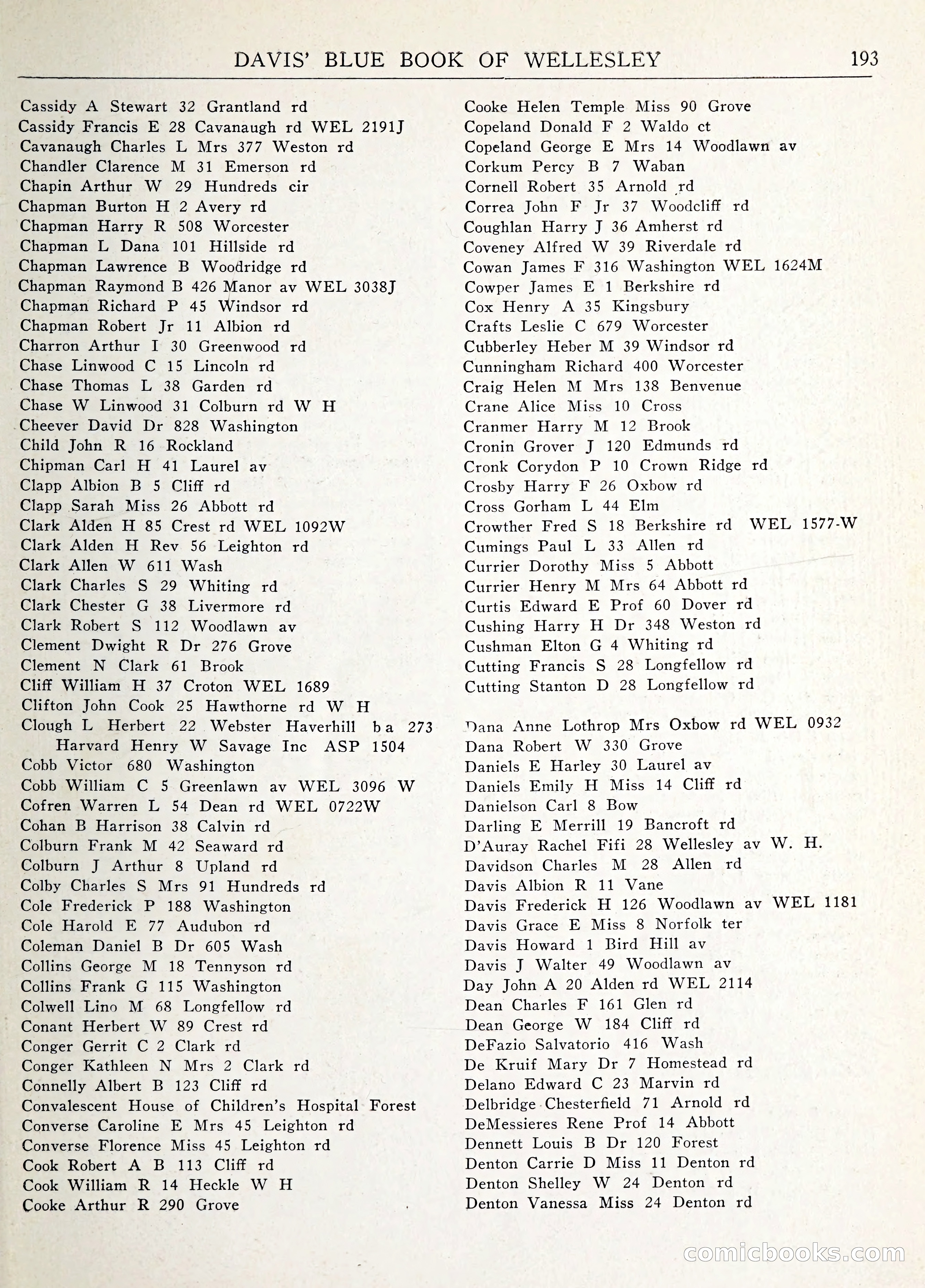 Davis' Blue Book of Brookline: Wellesley and Weston — page 206 of 246
