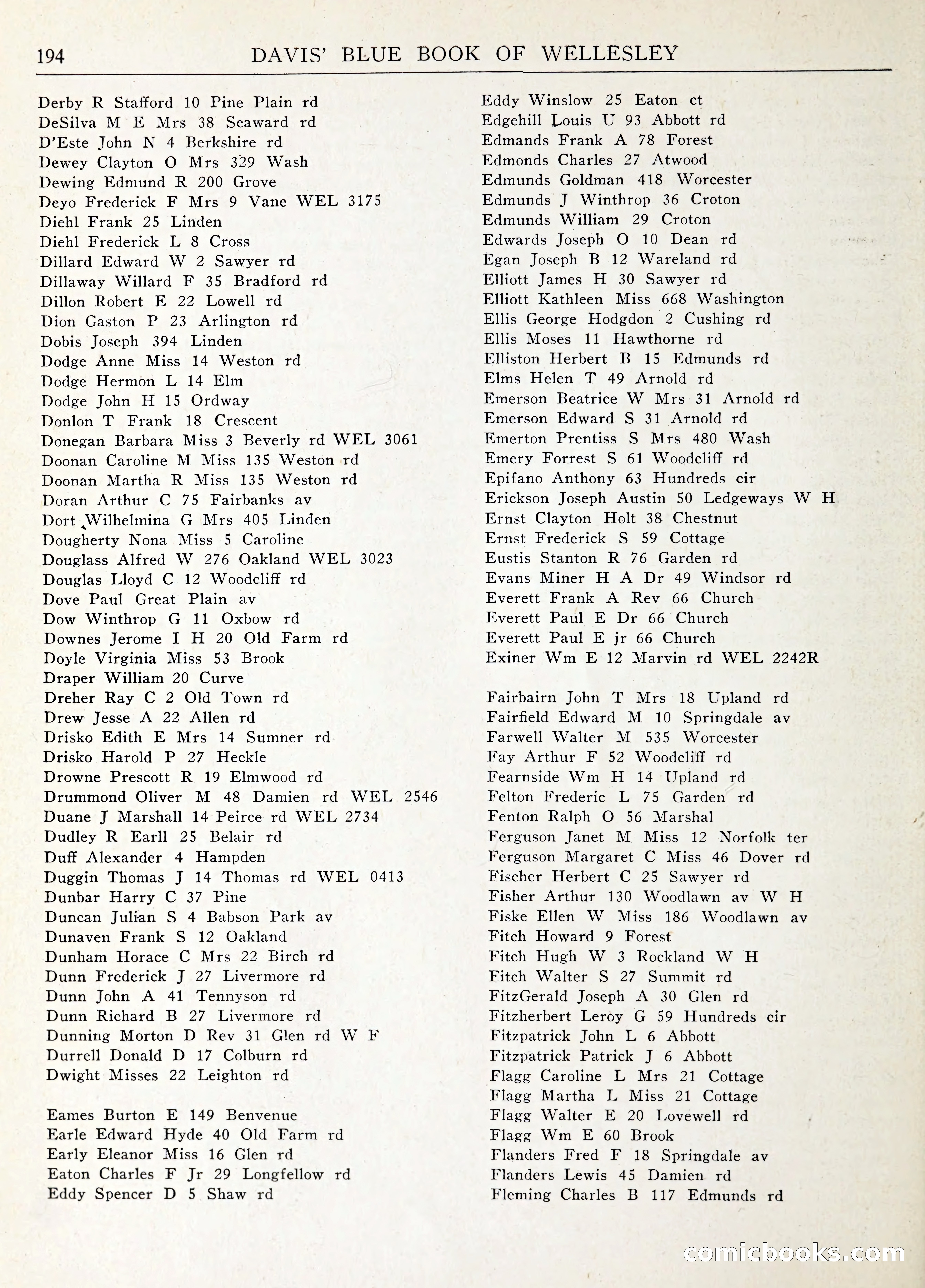 Davis' Blue Book of Brookline: Wellesley and Weston — page 207 of 246