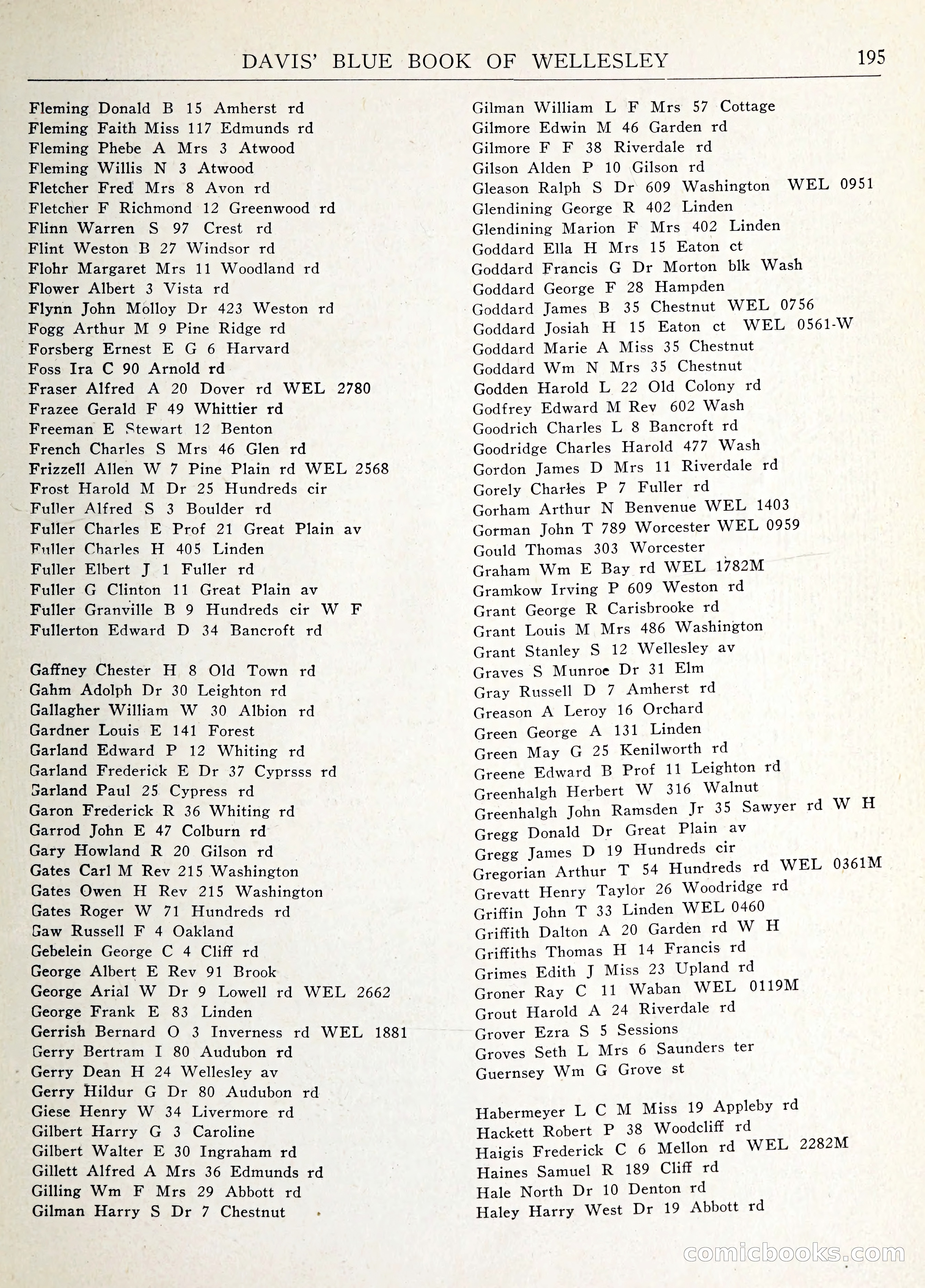 Davis' Blue Book of Brookline: Wellesley and Weston — page 208 of 246