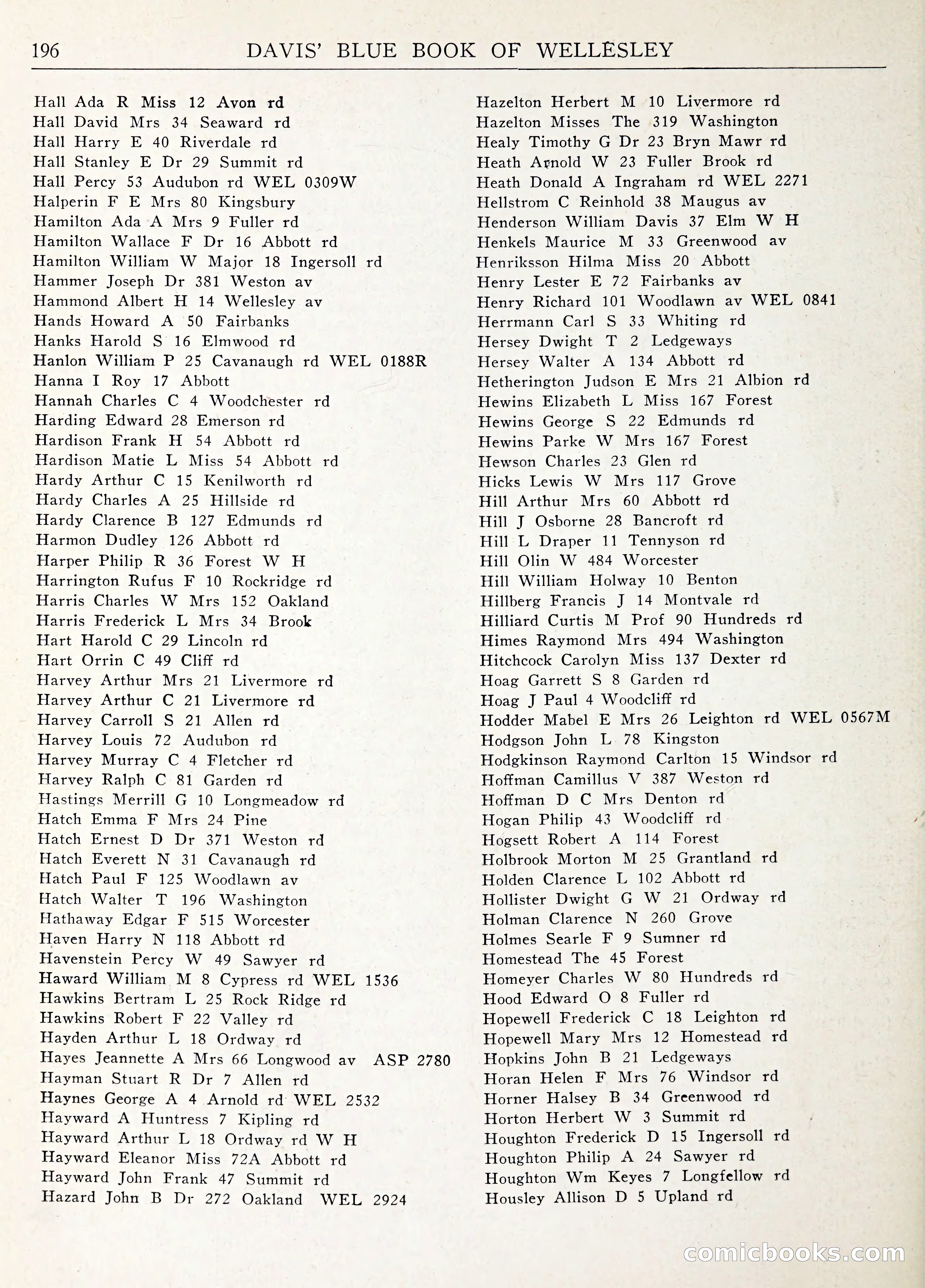 Davis' Blue Book of Brookline: Wellesley and Weston — page 209 of 246