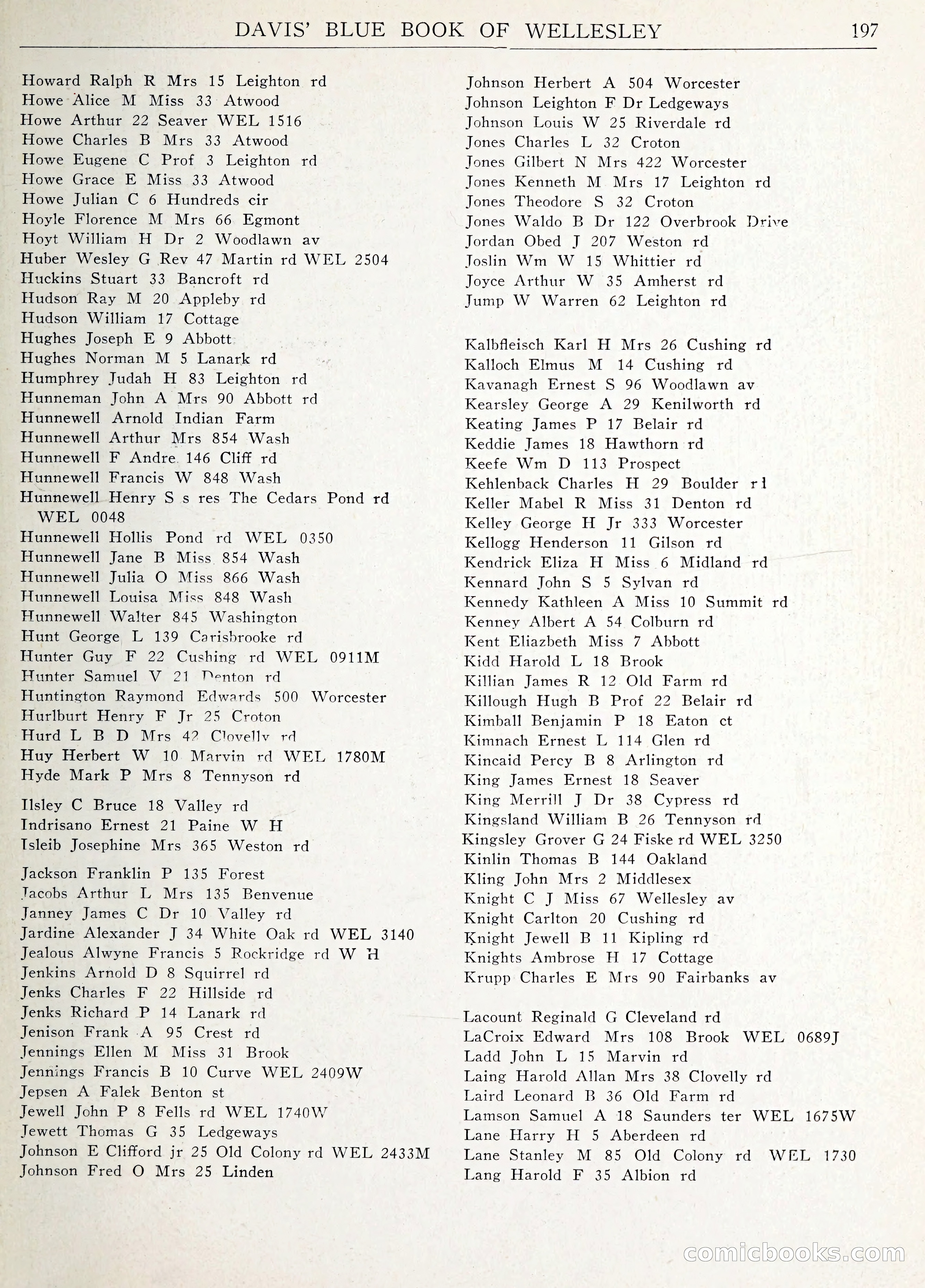 Davis' Blue Book of Brookline: Wellesley and Weston — page 210 of 246