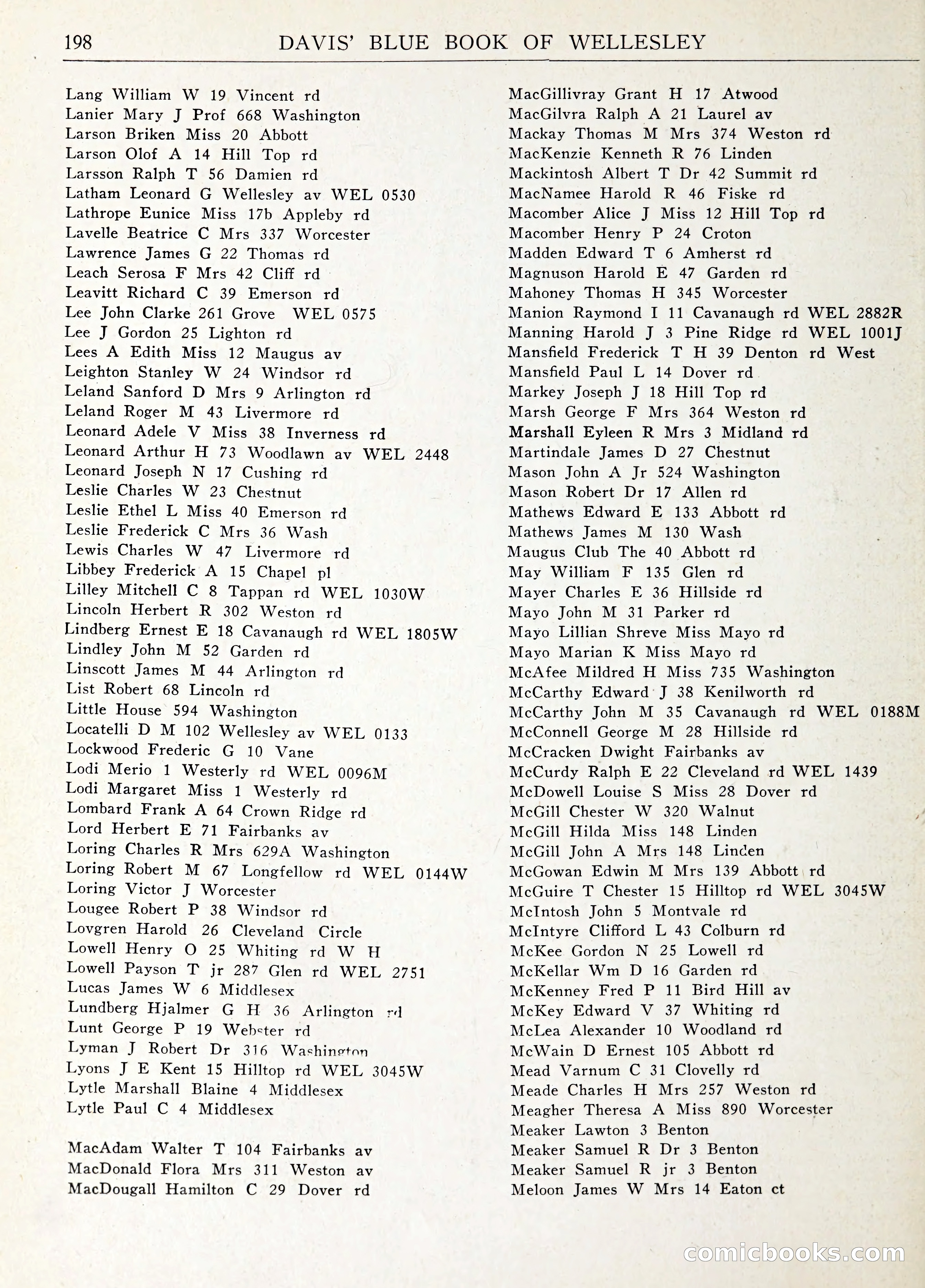 Davis' Blue Book of Brookline: Wellesley and Weston — page 211 of 246
