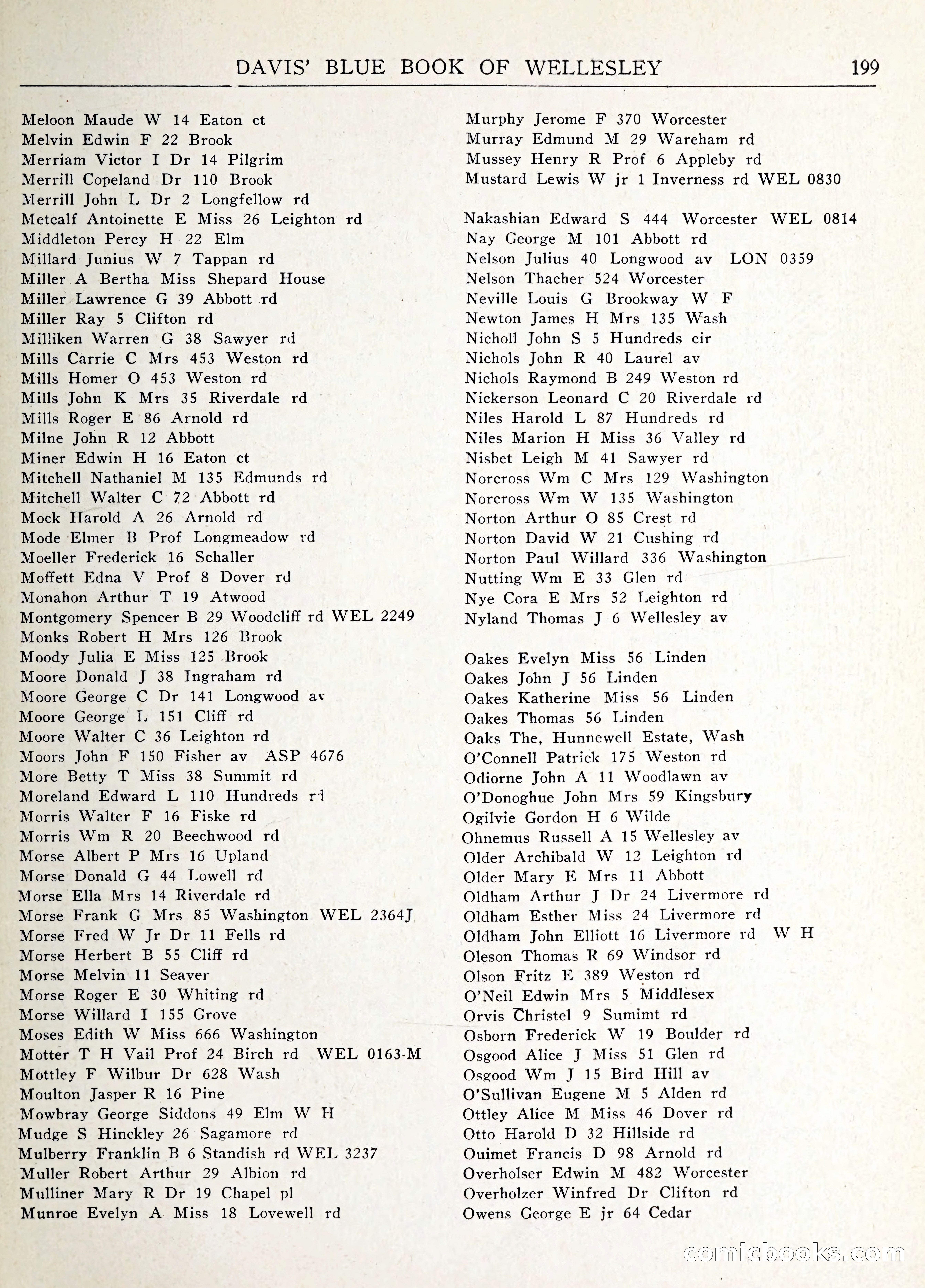 Davis' Blue Book of Brookline: Wellesley and Weston — page 212 of 246