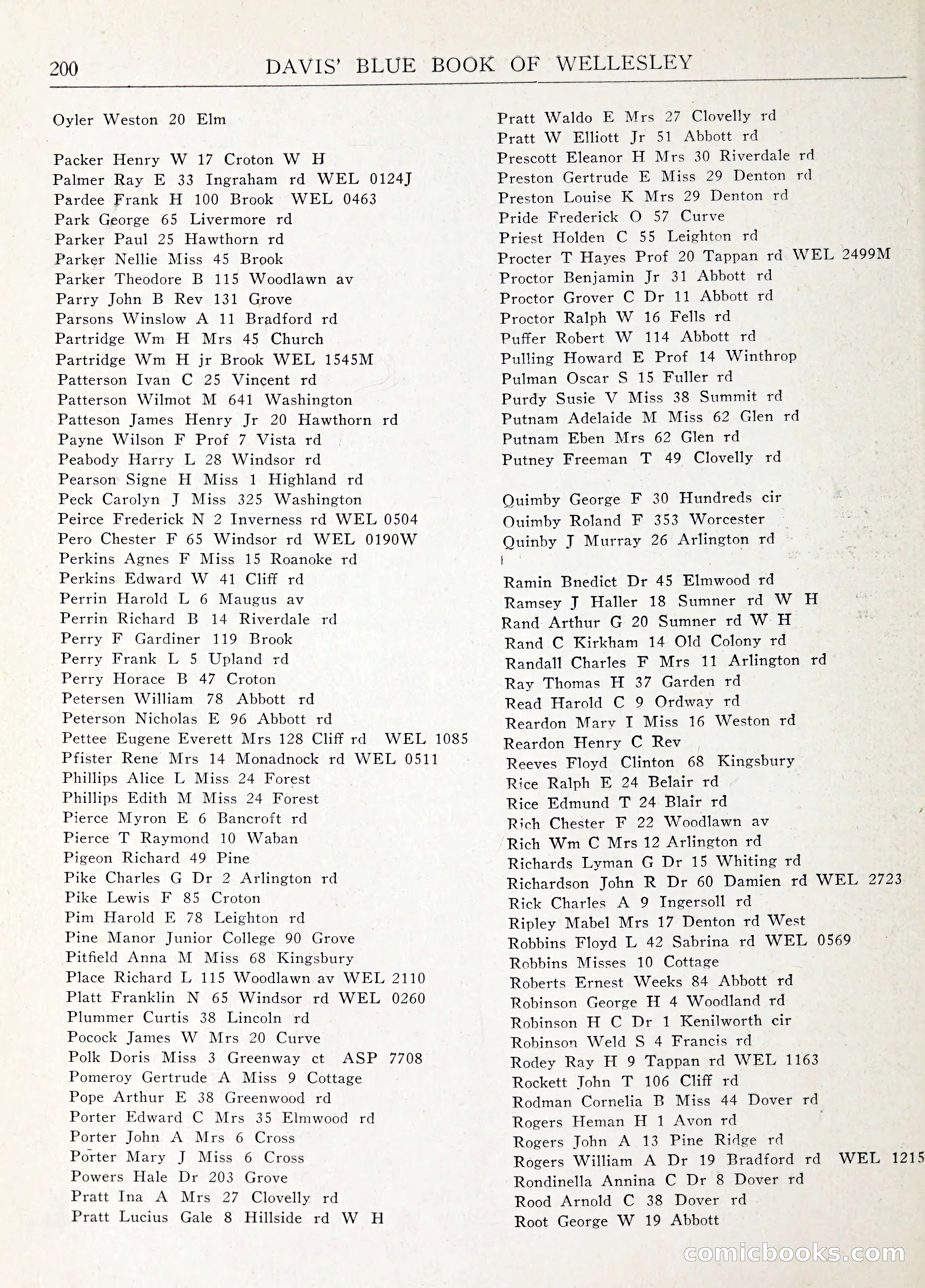 Davis' Blue Book of Brookline: Wellesley and Weston — page 213 of 246