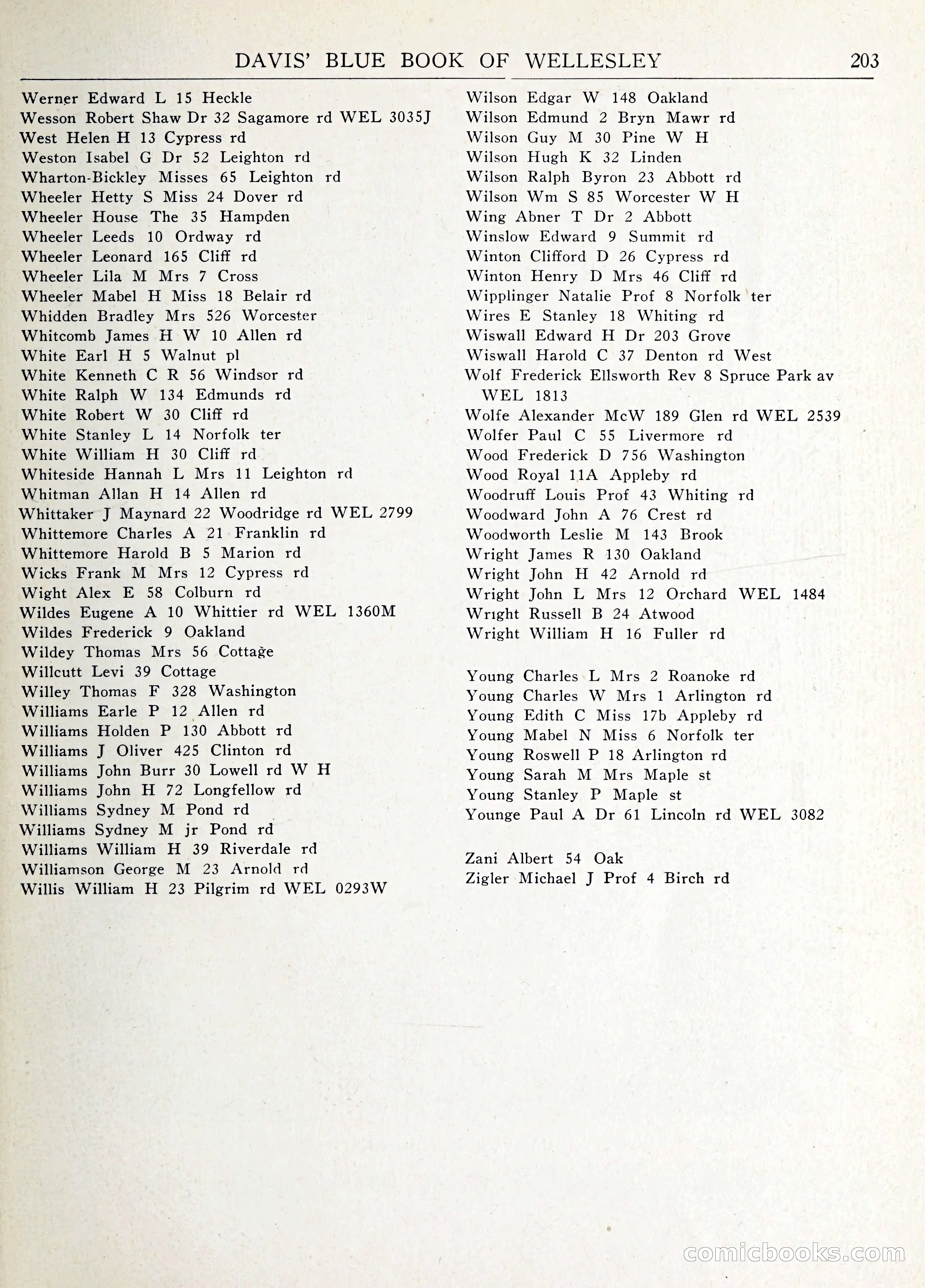 Davis' Blue Book of Brookline: Wellesley and Weston — page 216 of 246