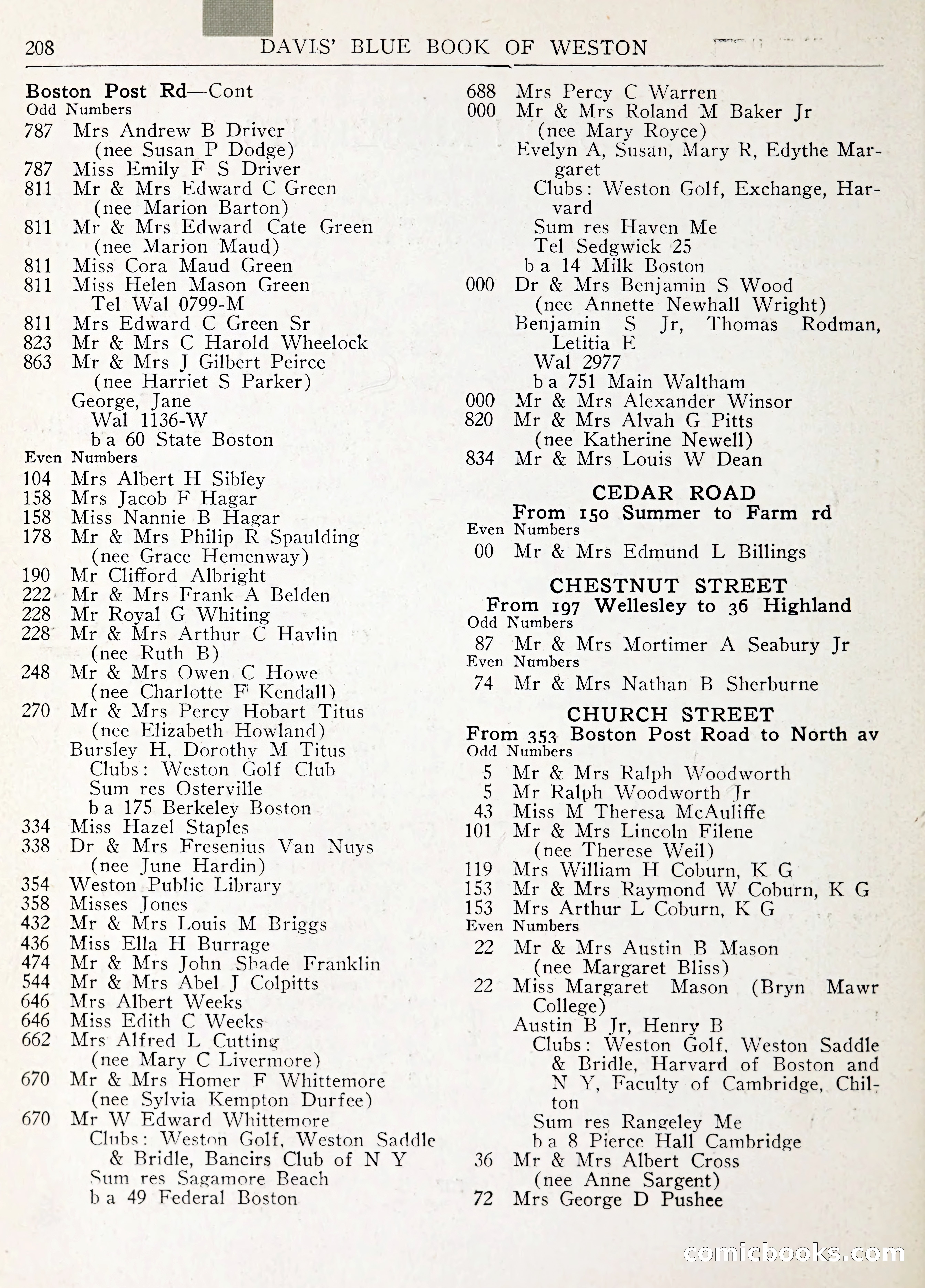 Davis' Blue Book of Brookline: Wellesley and Weston — page 221 of 246