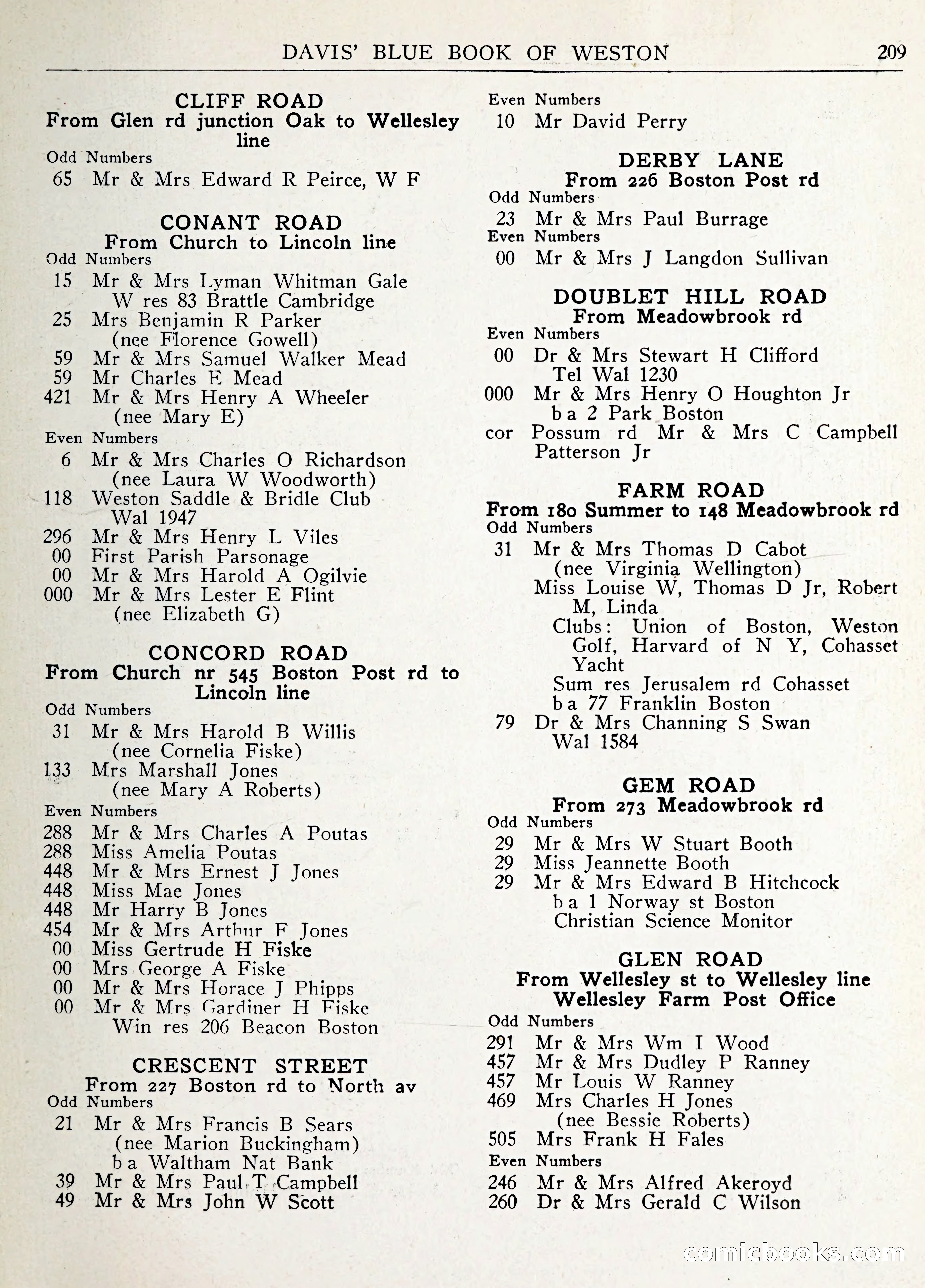 Davis' Blue Book of Brookline: Wellesley and Weston — page 222 of 246