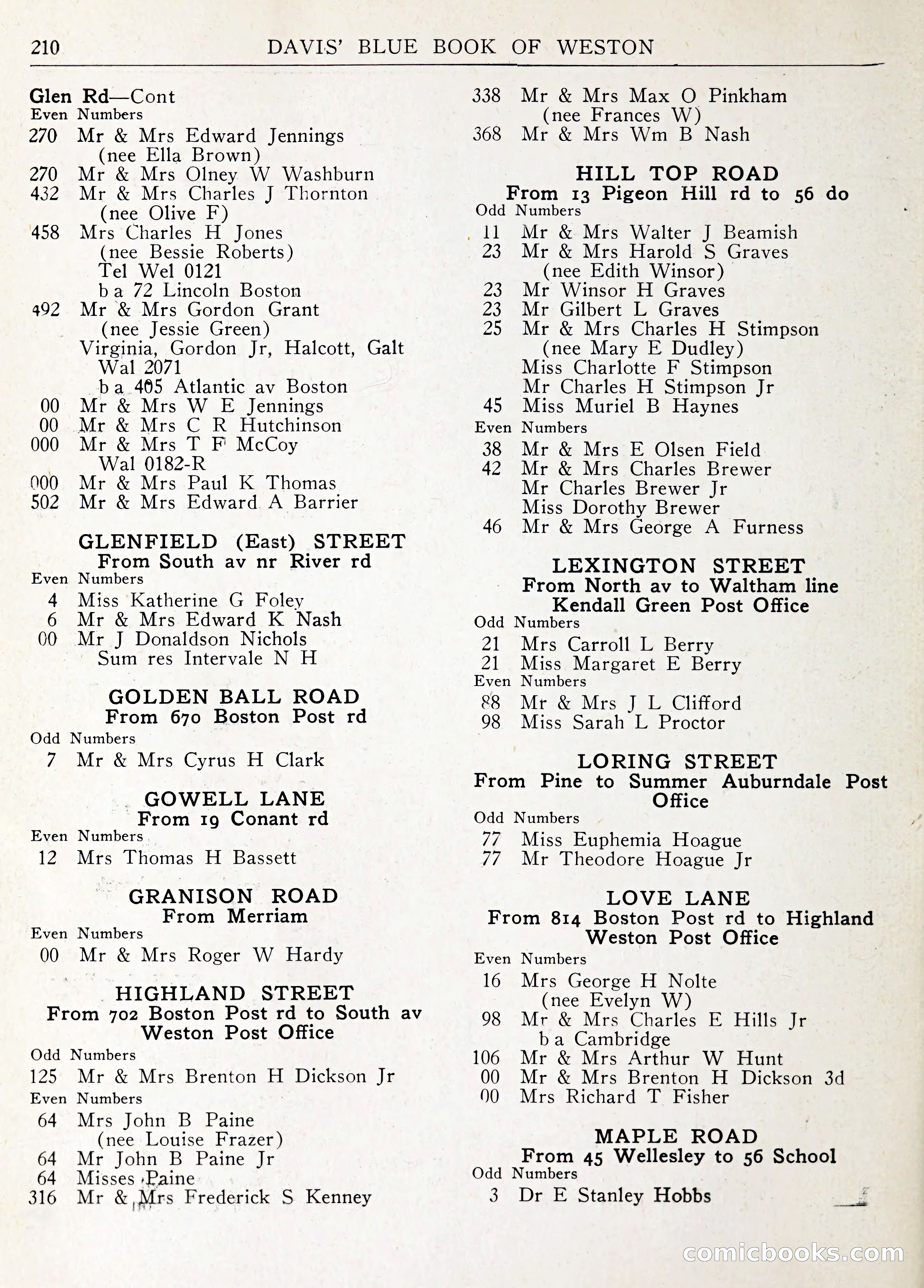Davis' Blue Book of Brookline: Wellesley and Weston — page 223 of 246