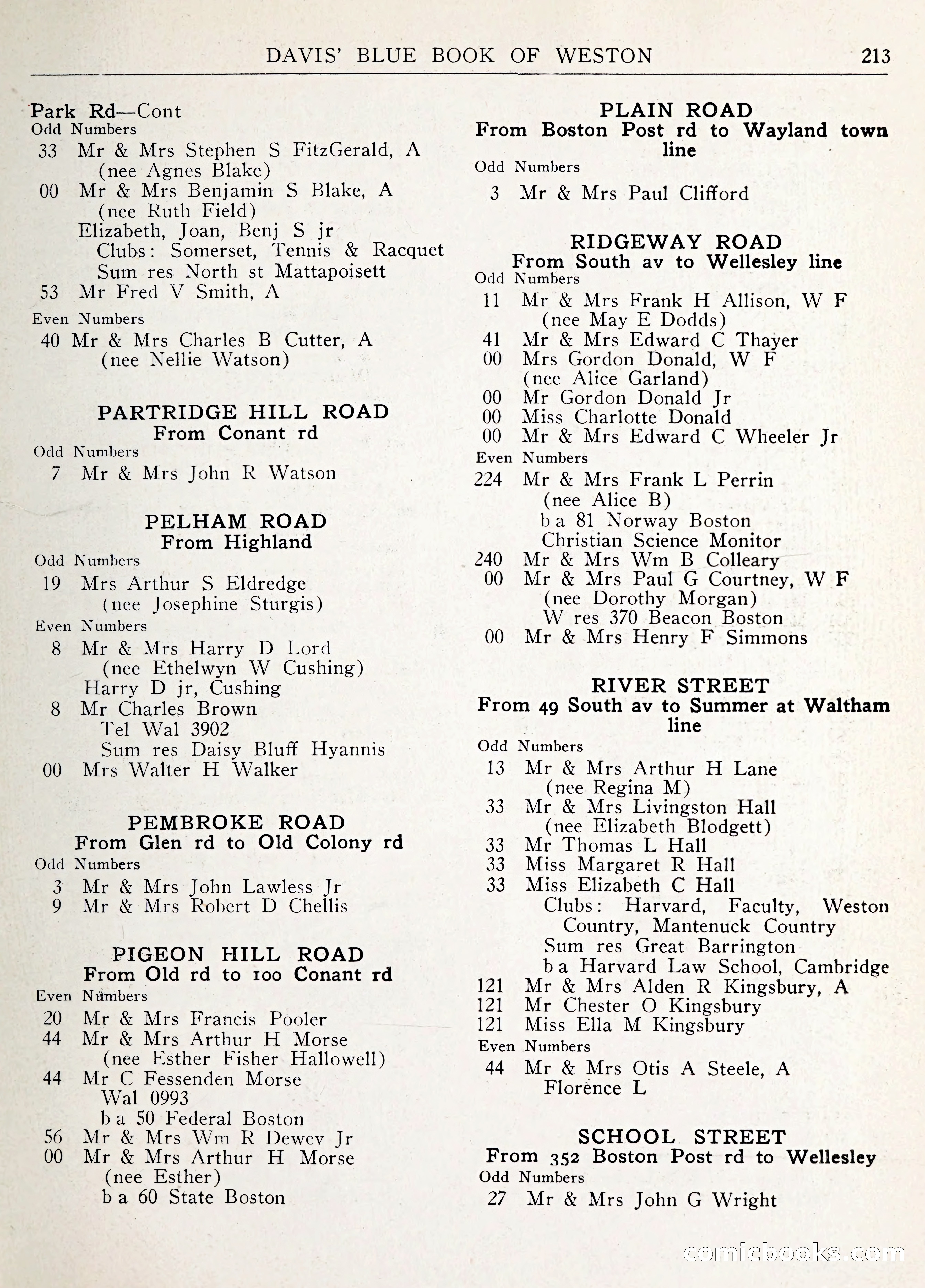 Davis' Blue Book of Brookline: Wellesley and Weston — page 226 of 246