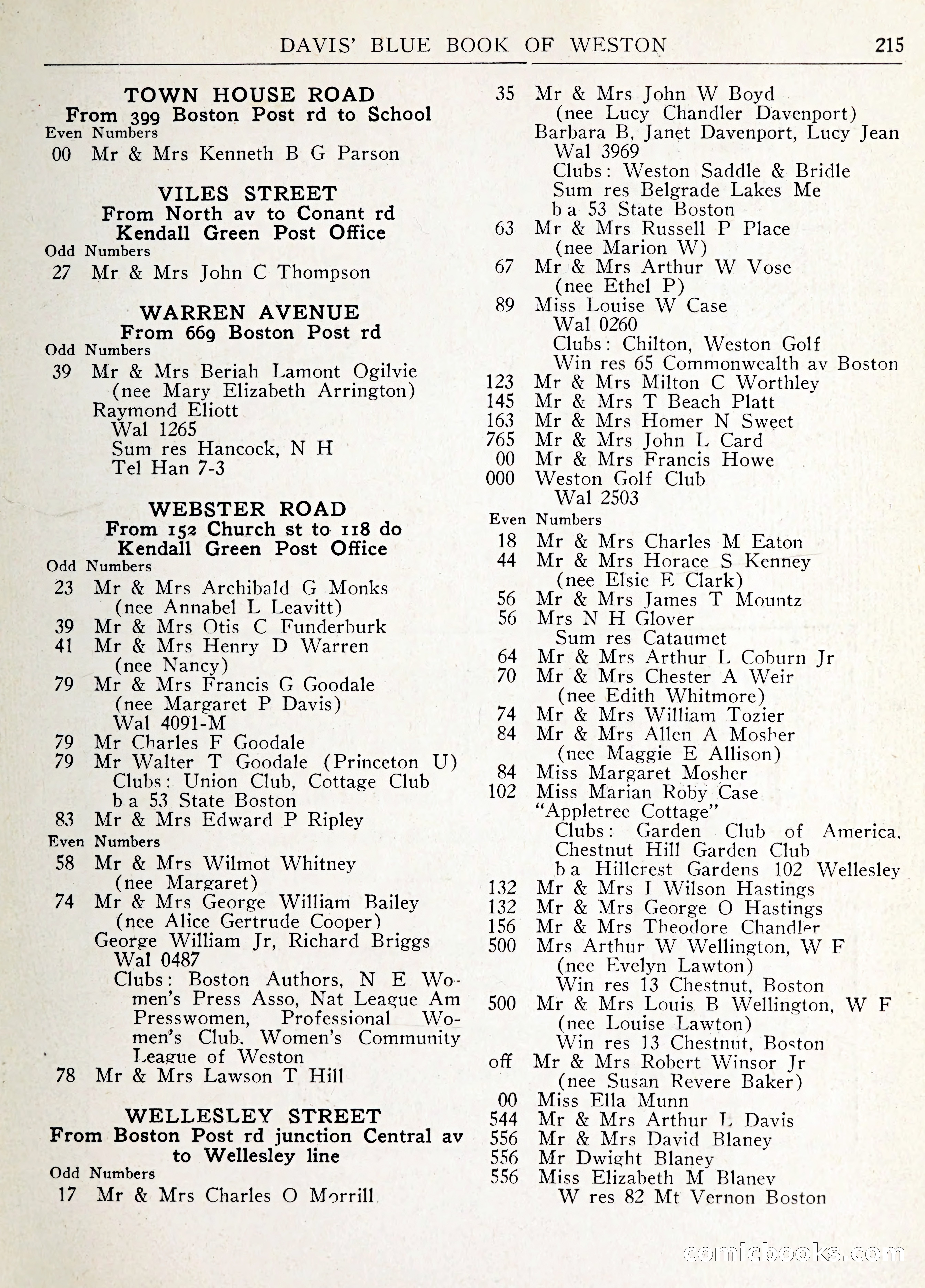Davis' Blue Book of Brookline: Wellesley and Weston — page 228 of 246