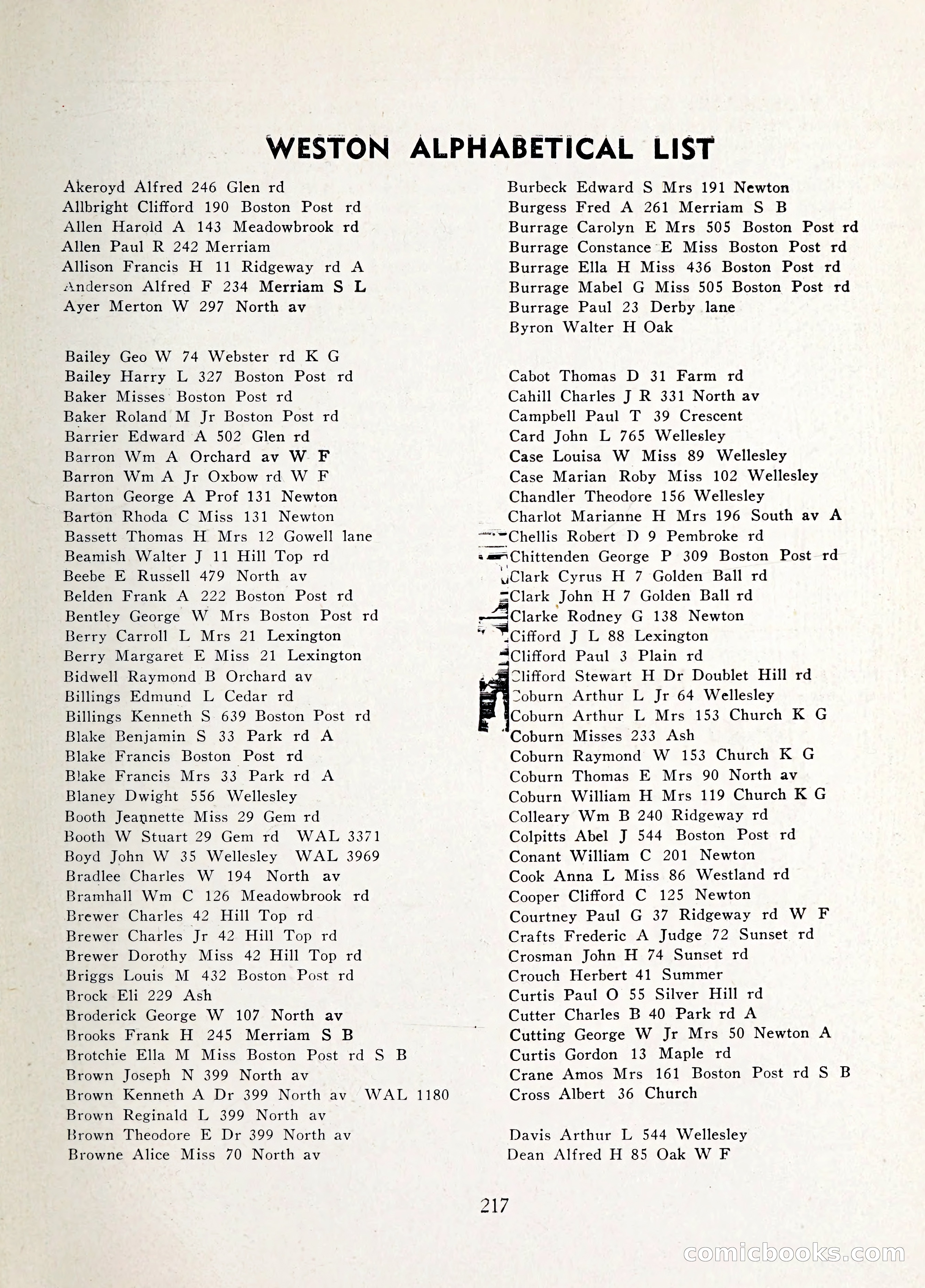 Davis' Blue Book of Brookline: Wellesley and Weston — page 230 of 246