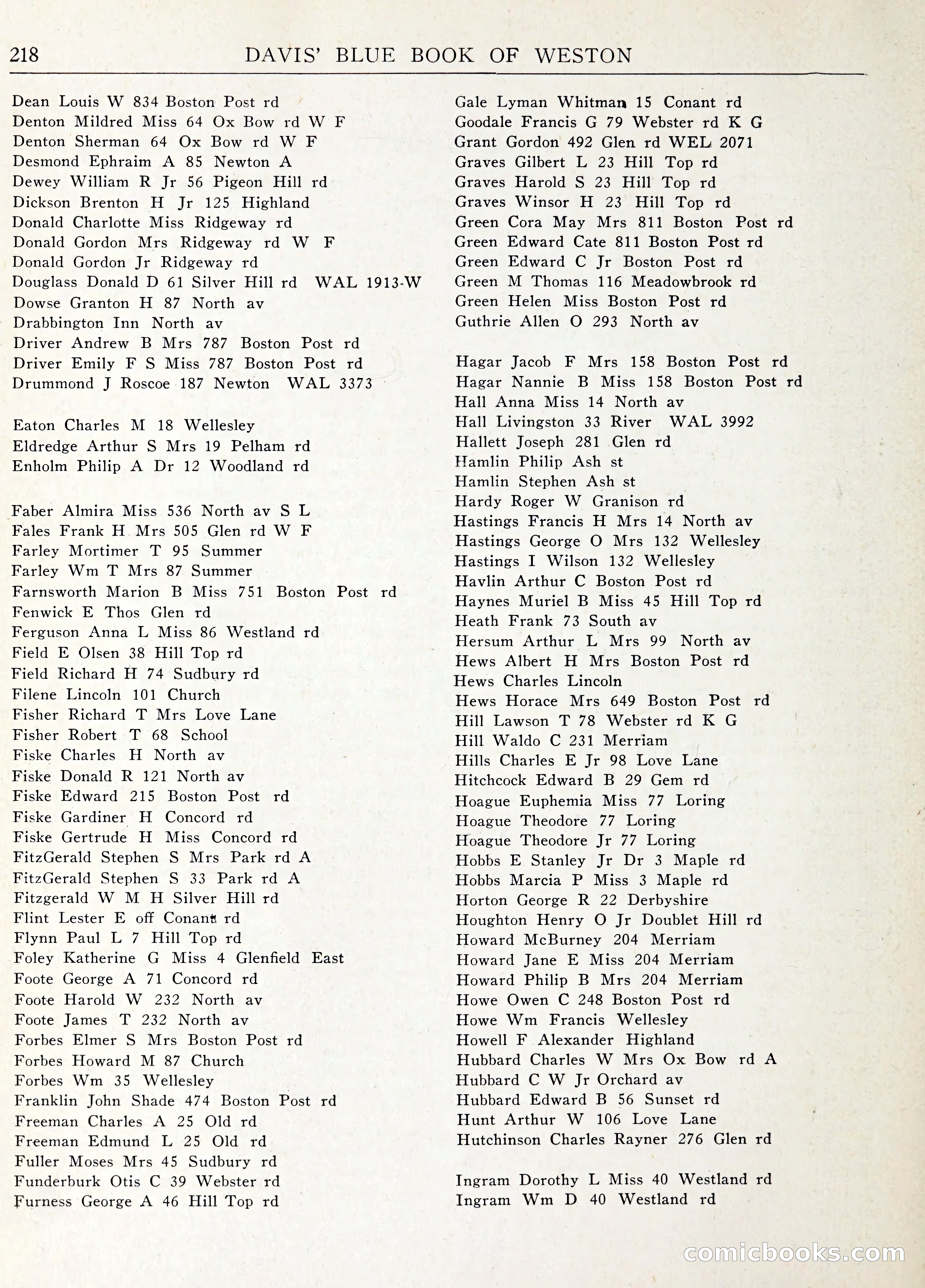 Davis' Blue Book of Brookline: Wellesley and Weston — page 231 of 246