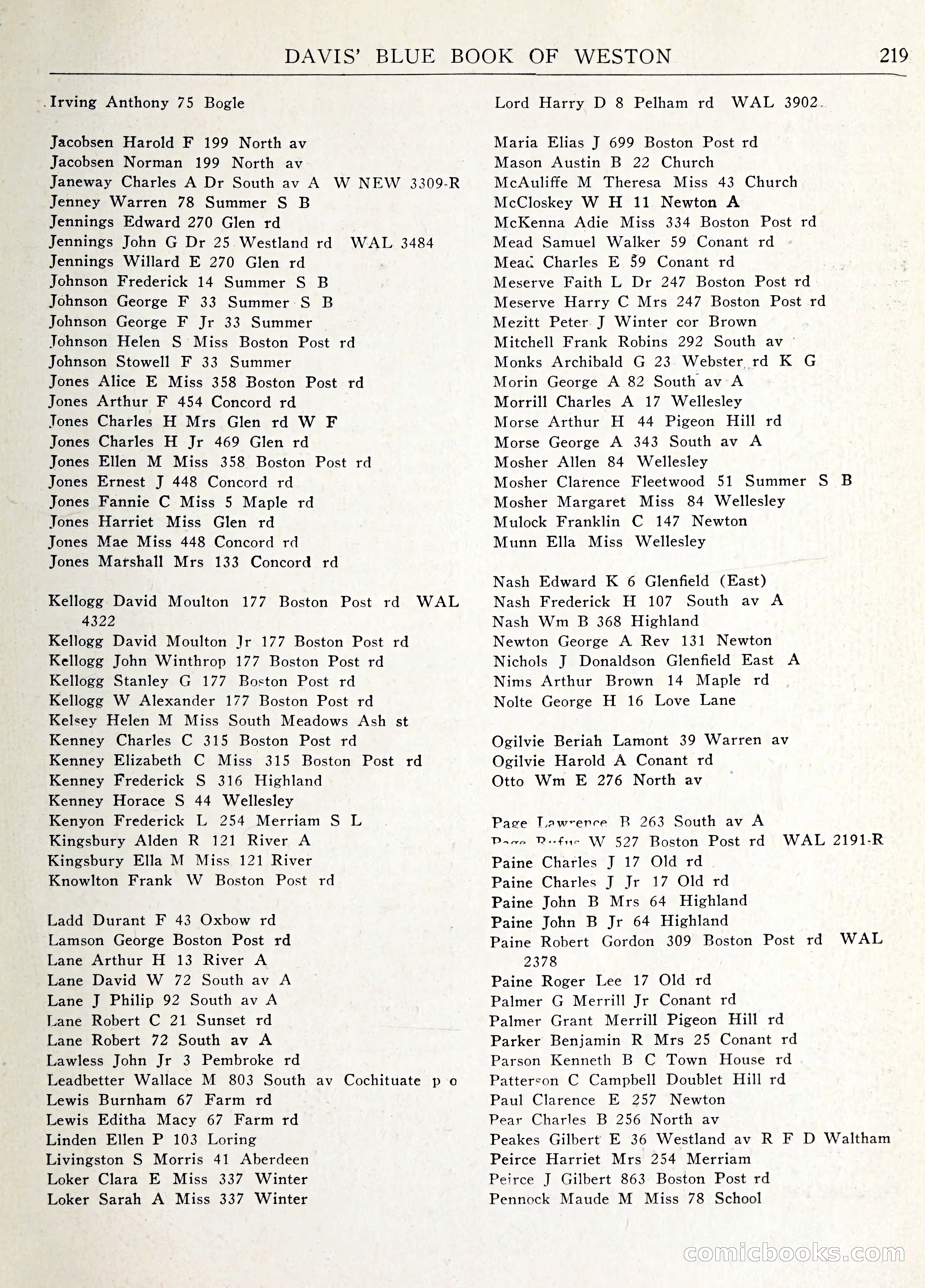Davis' Blue Book of Brookline: Wellesley and Weston — page 232 of 246