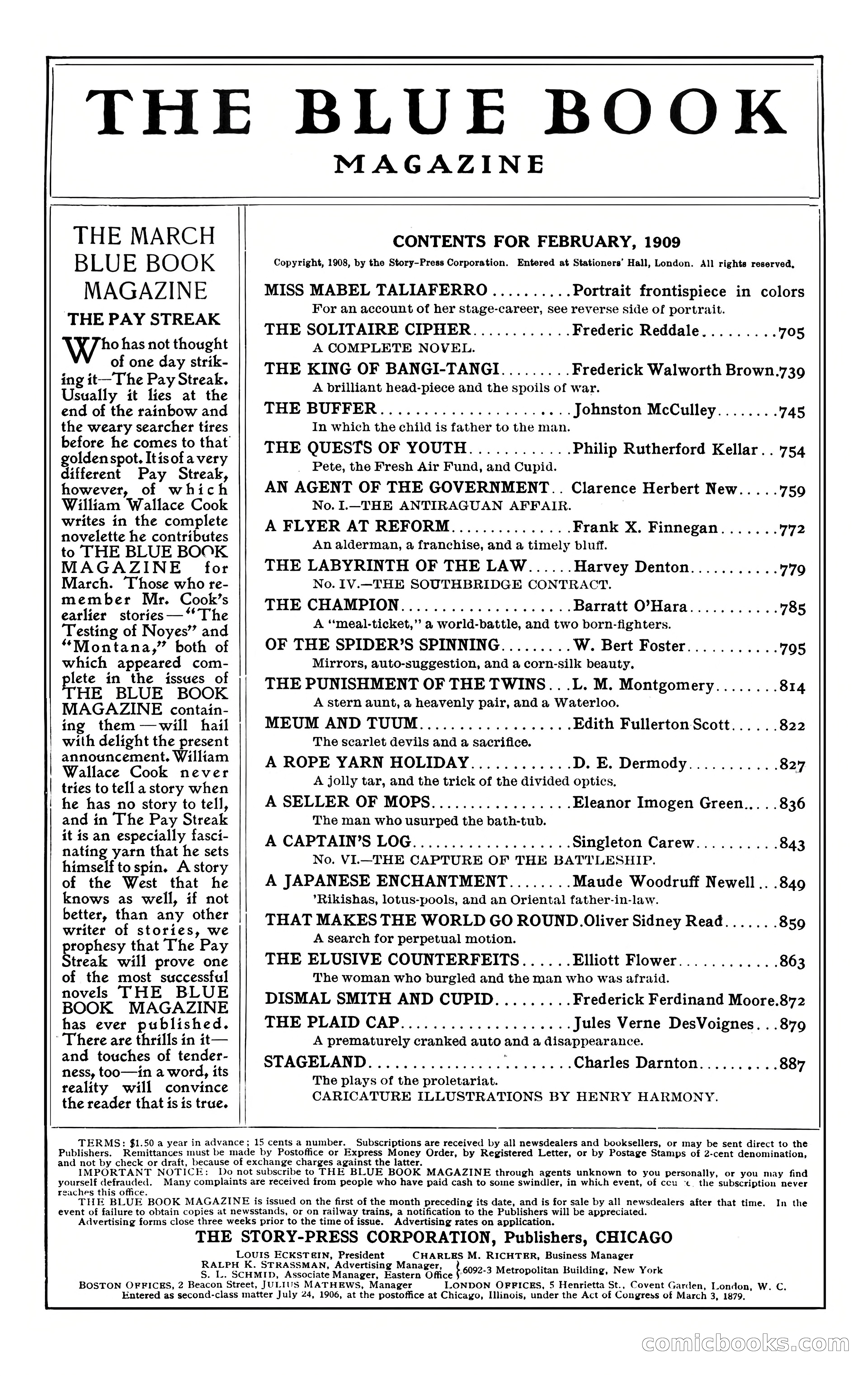 The Blue Book Magazine, February 1909 — page 5 of 244