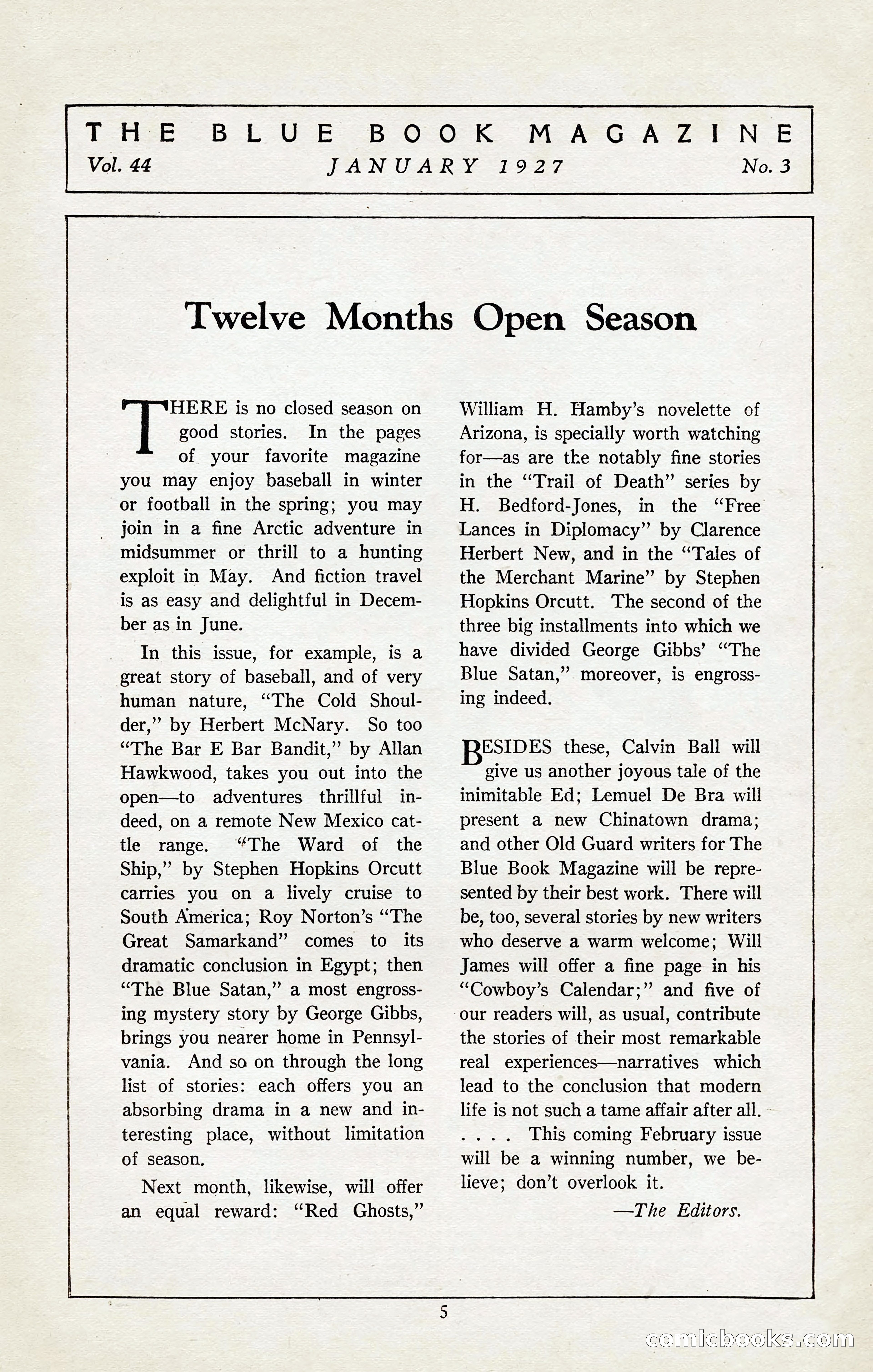 The Illustrated Blue Book Magazine, January 1927 — page 7 of 208