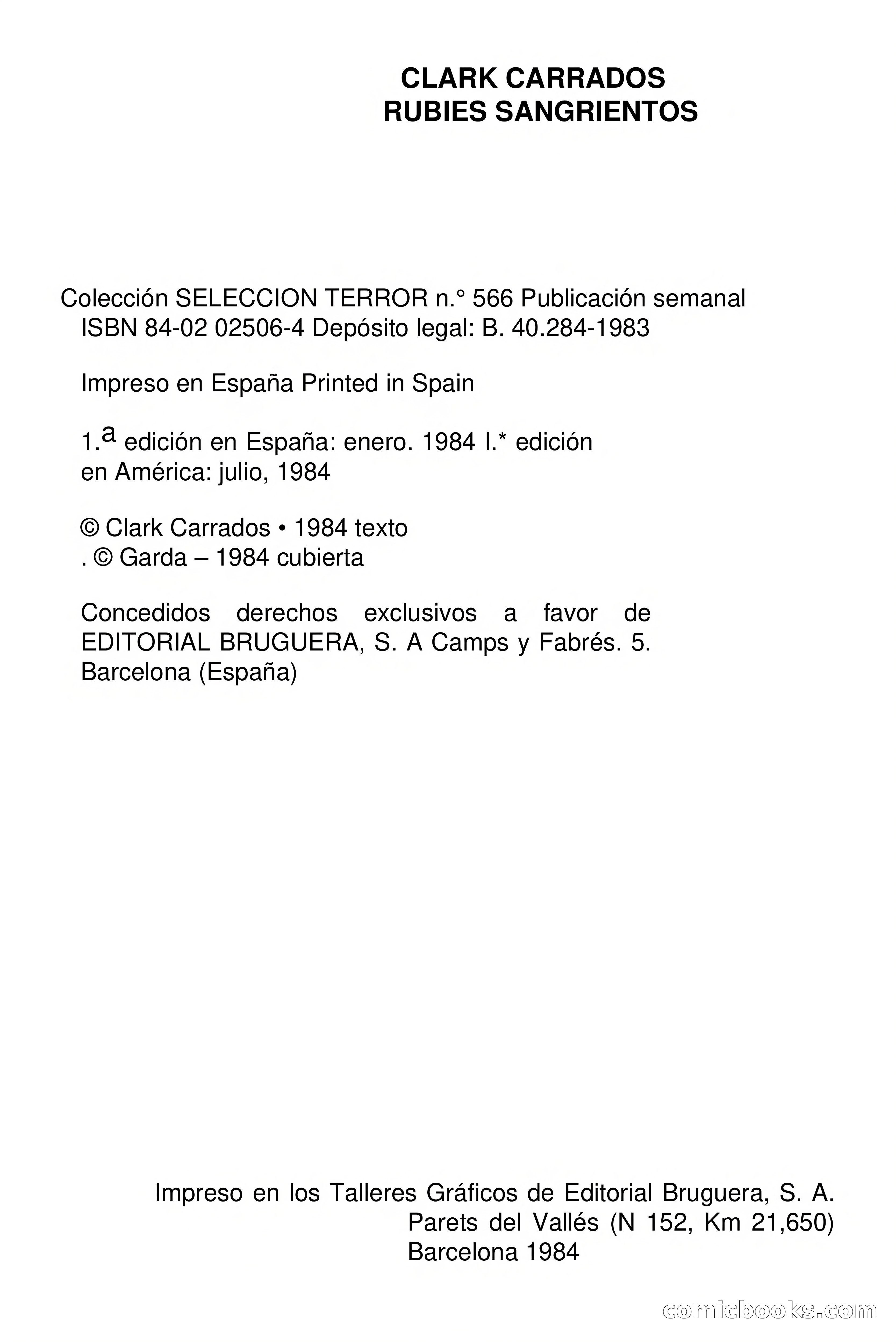 Selección Terror: Clark Carrados - Rubíes sangrientos — page 2 of 113