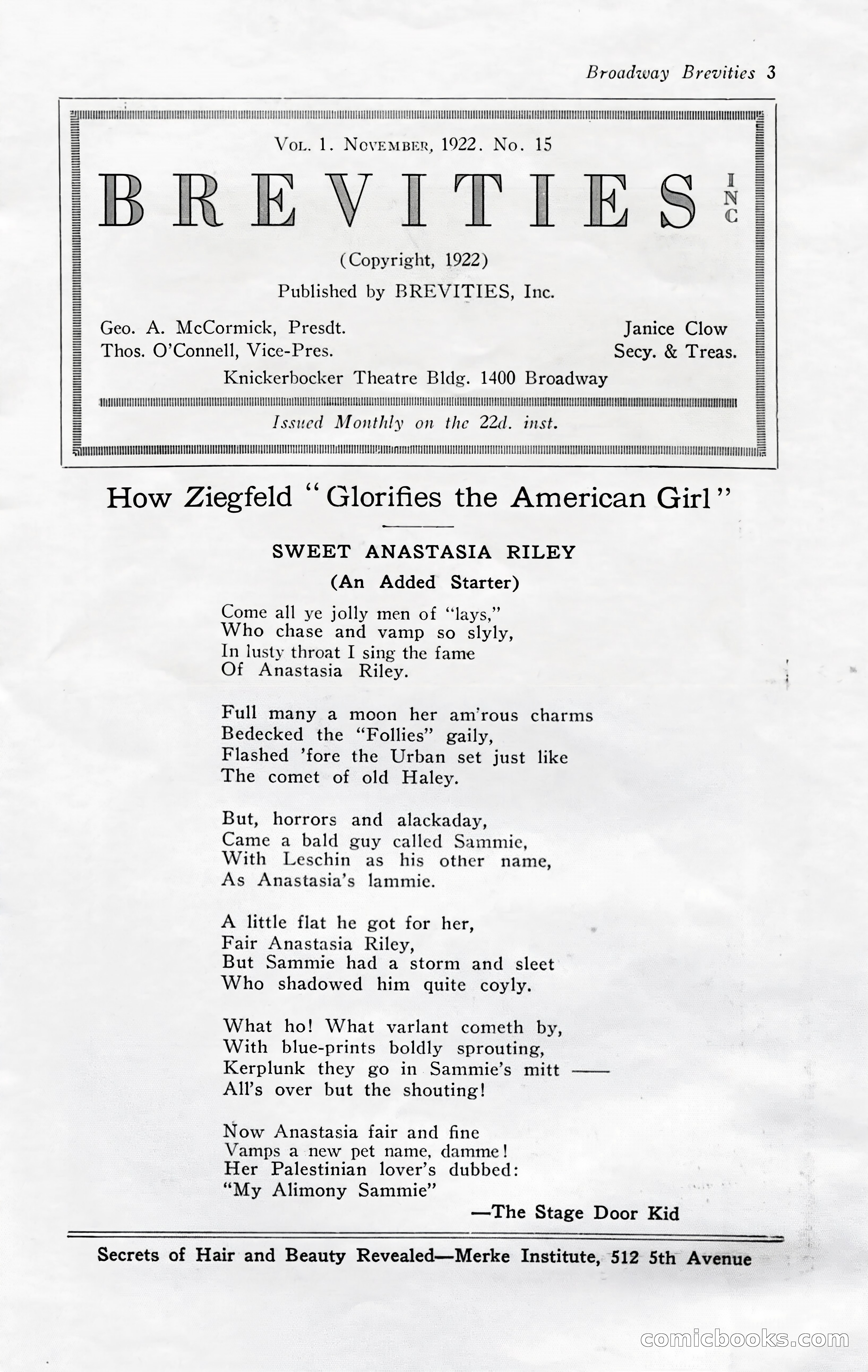 Broadway Brevities, November 1922 — page 5 of 52