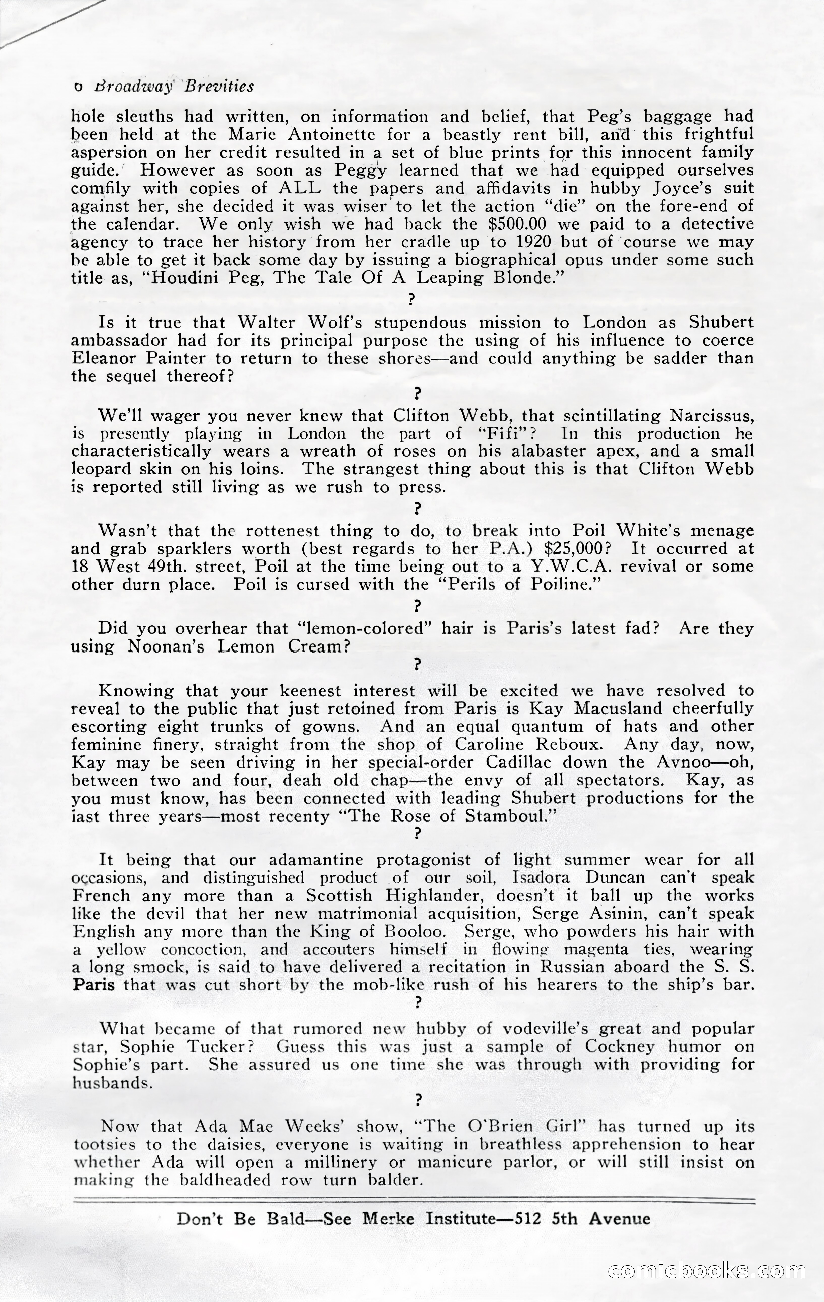 Broadway Brevities, November 1922 — page 8 of 52