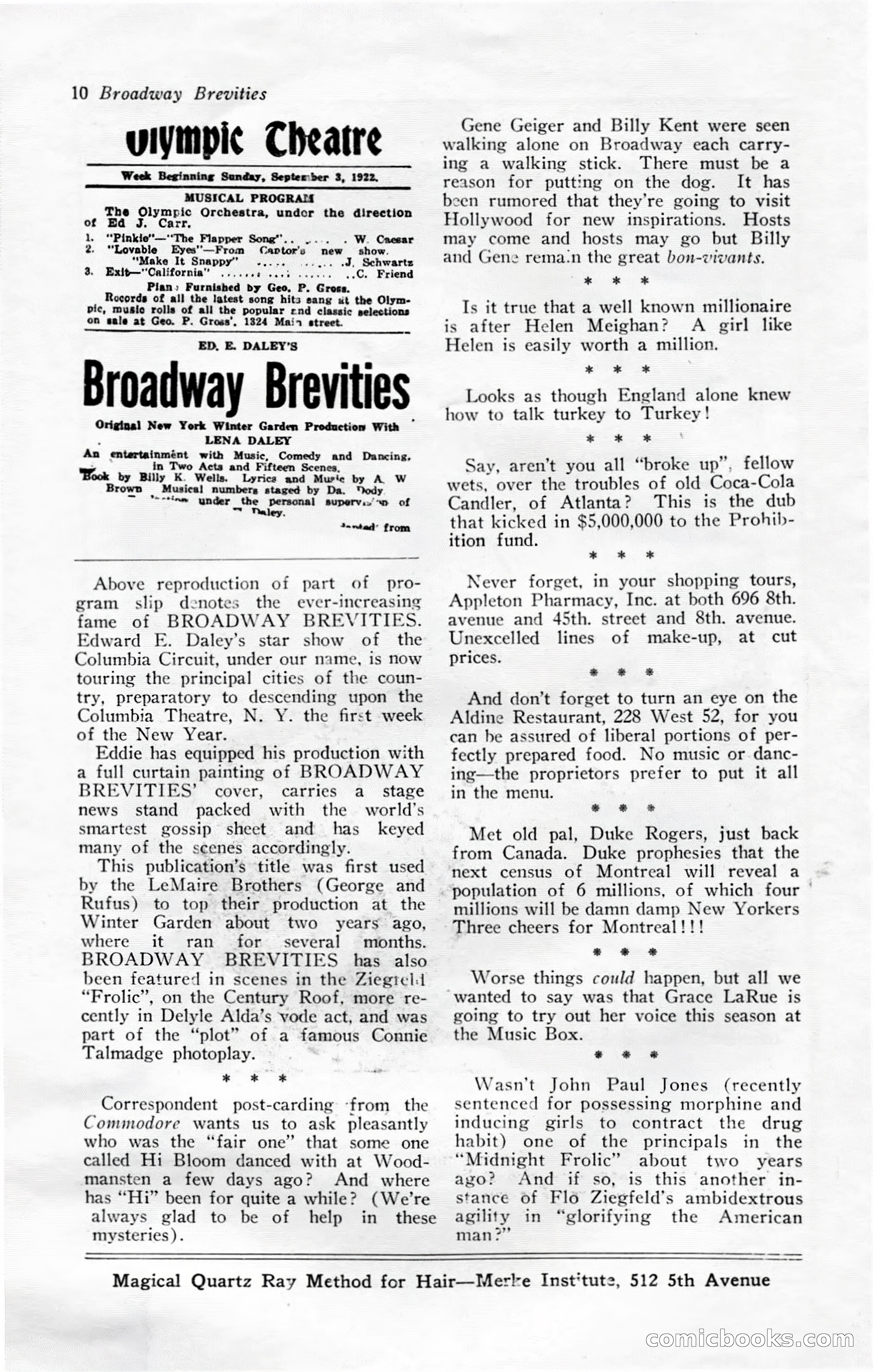 Broadway Brevities, November 1922 — page 12 of 52