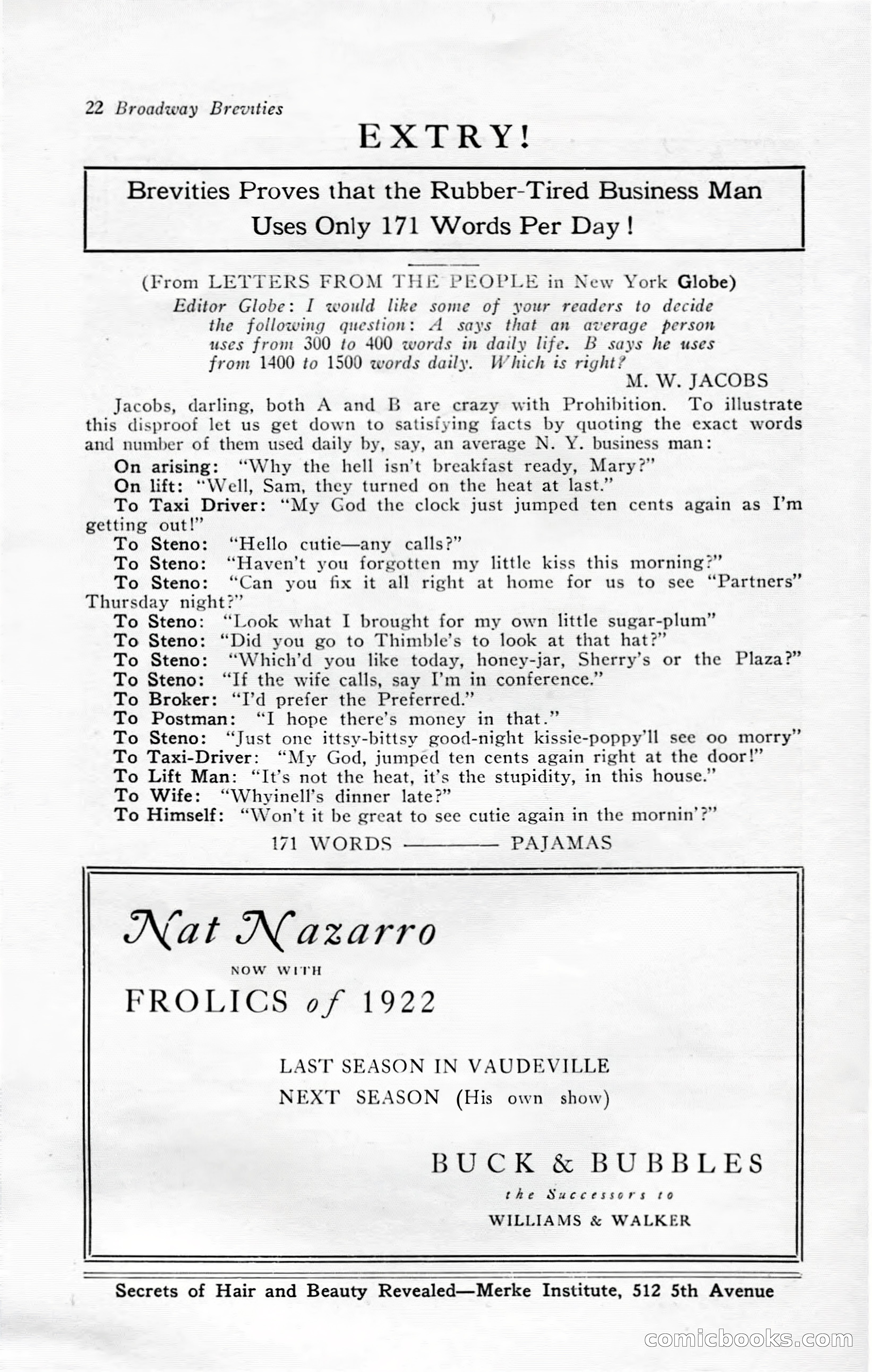 Broadway Brevities, November 1922 — page 24 of 52