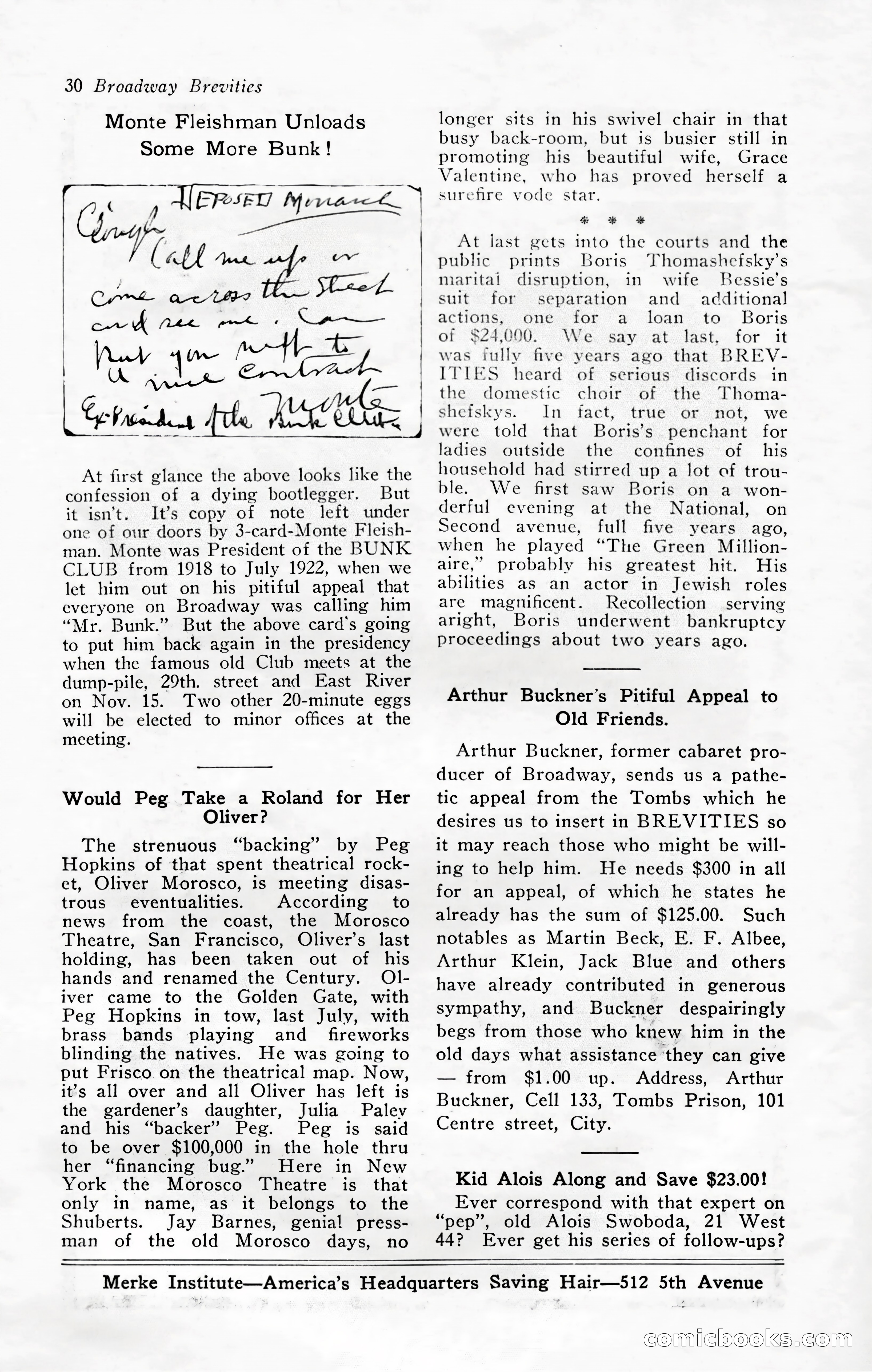 Broadway Brevities, November 1922 — page 32 of 52