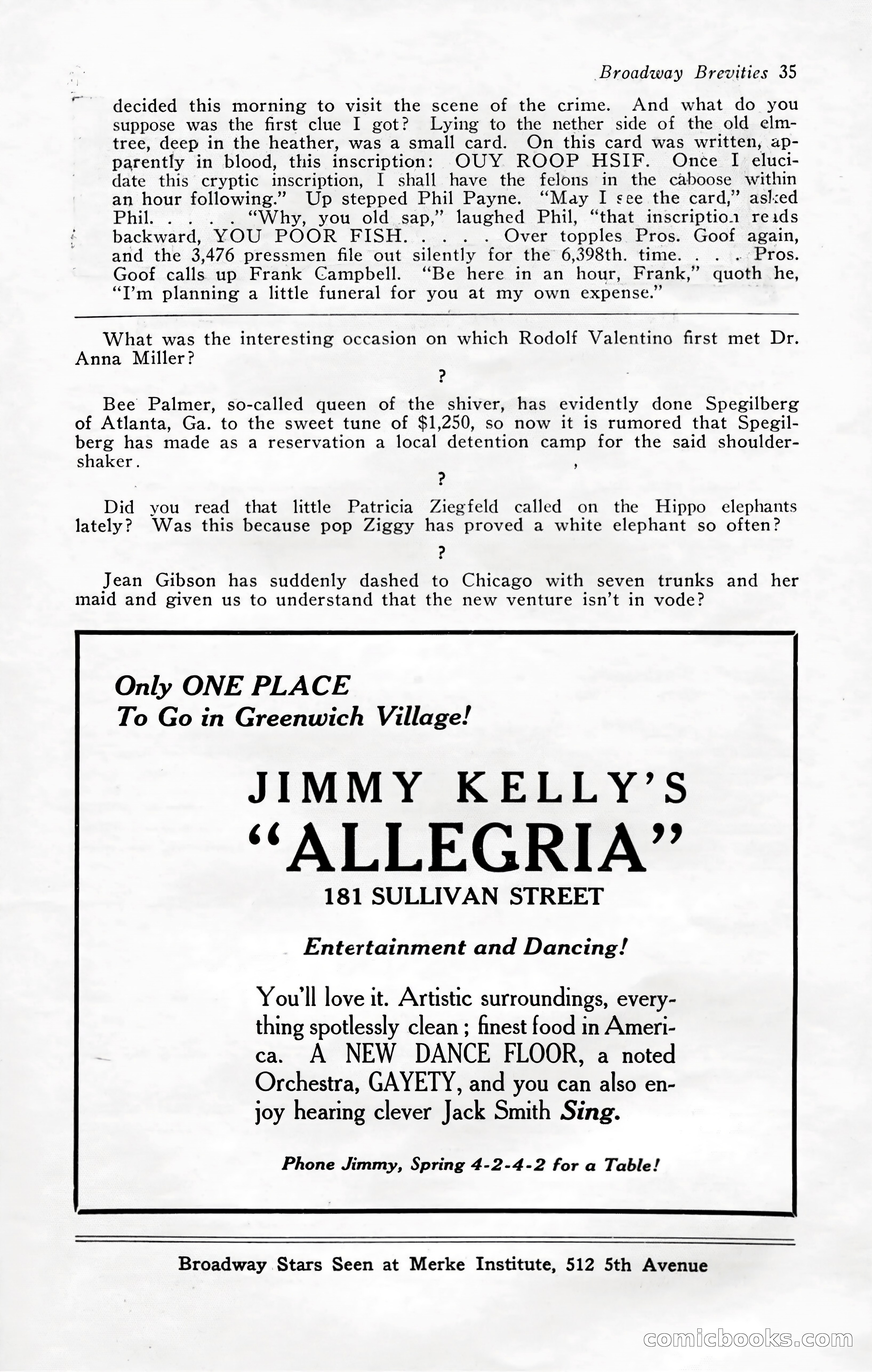 Broadway Brevities, November 1922 — page 37 of 52