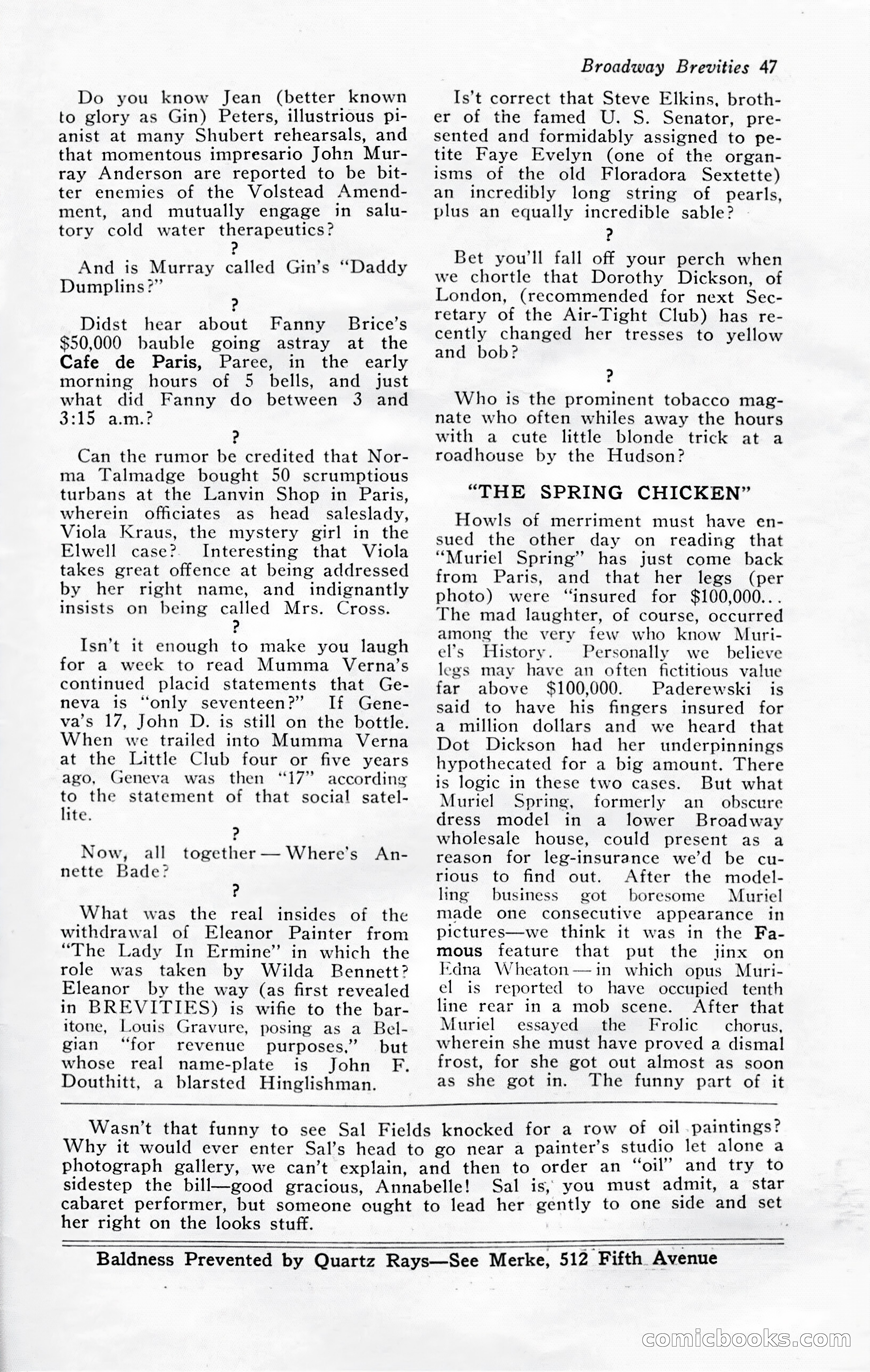 Broadway Brevities, November 1922 — page 49 of 52
