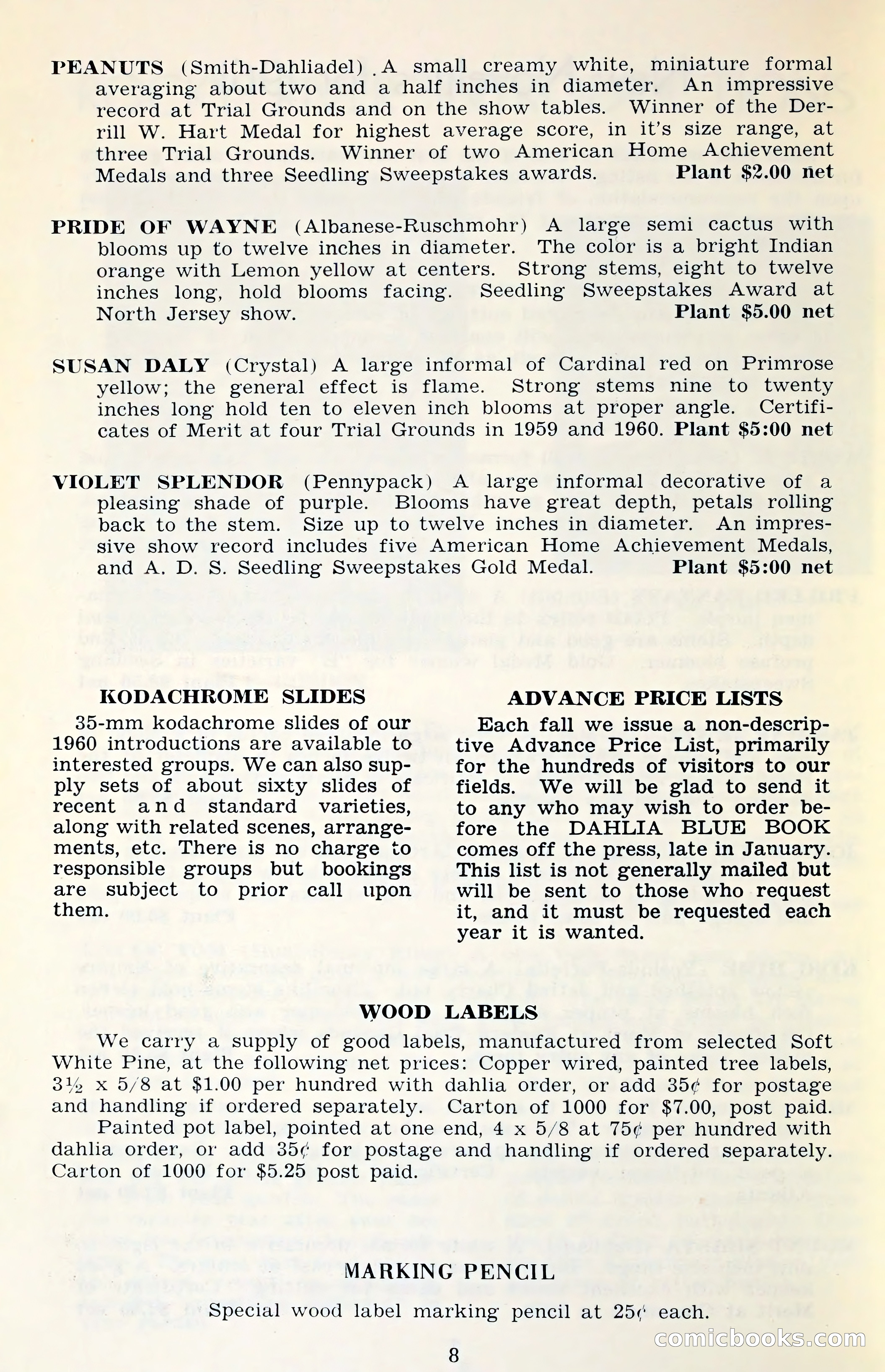 The Dahlia Blue Book for 1961 — page 11 of 71