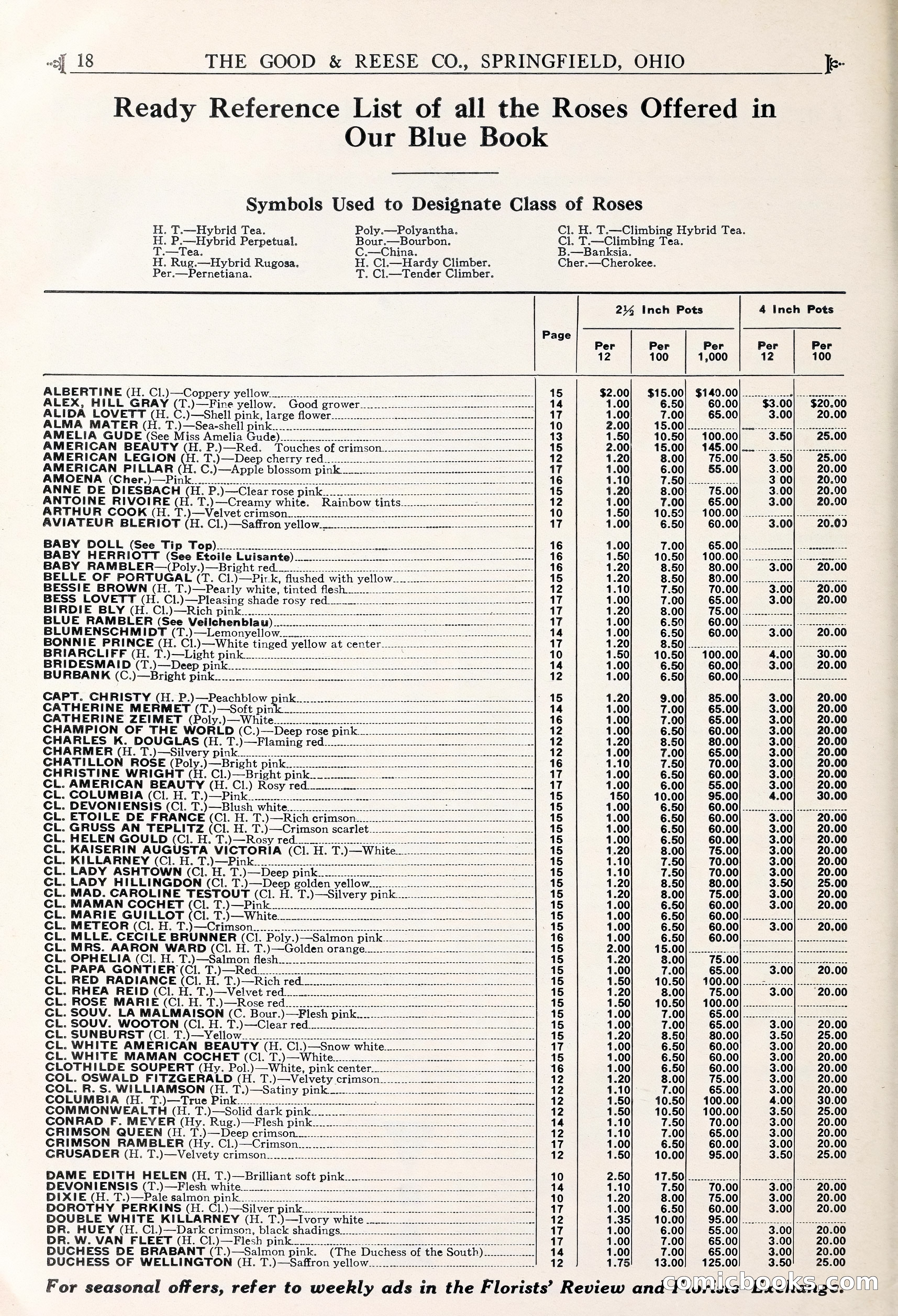 Good & Reese Co.'s Blue Book for Florists — page 22 of 58