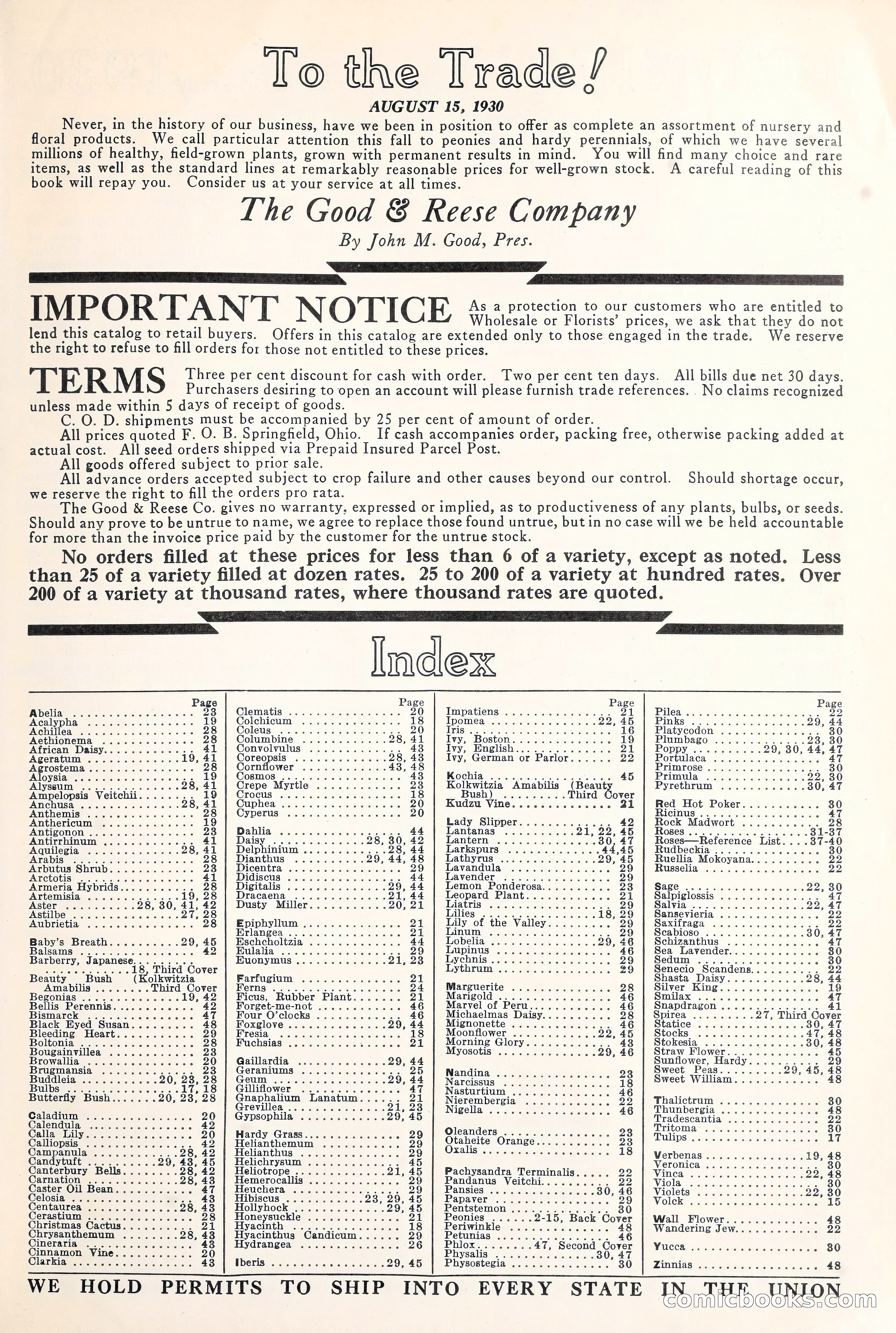Good & Reese Co.'s Blue Book for Florists: Autumn 1930 — page 7 of 56