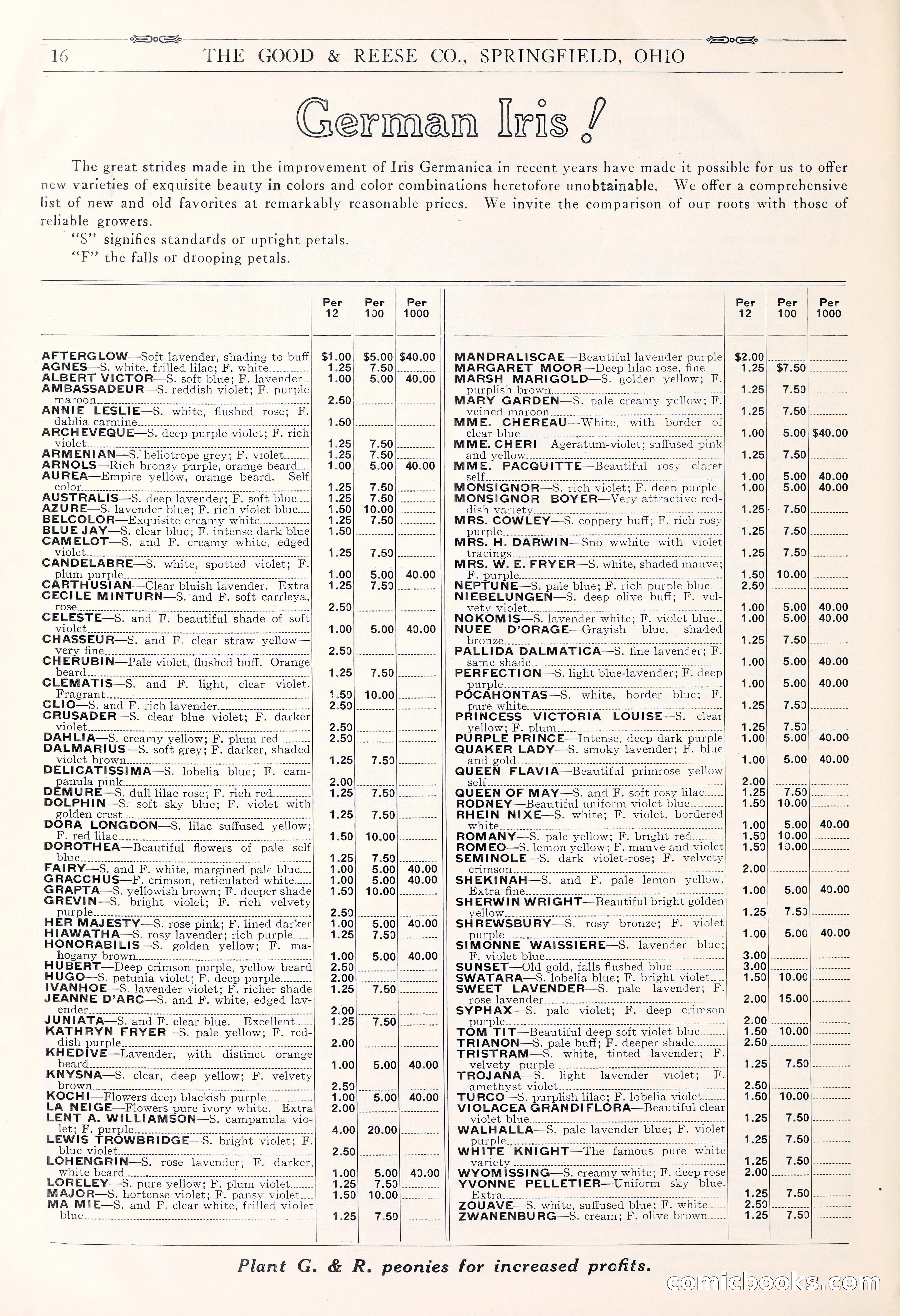 Good & Reese Co.'s Blue Book for Florists: Autumn 1930 — page 22 of 56