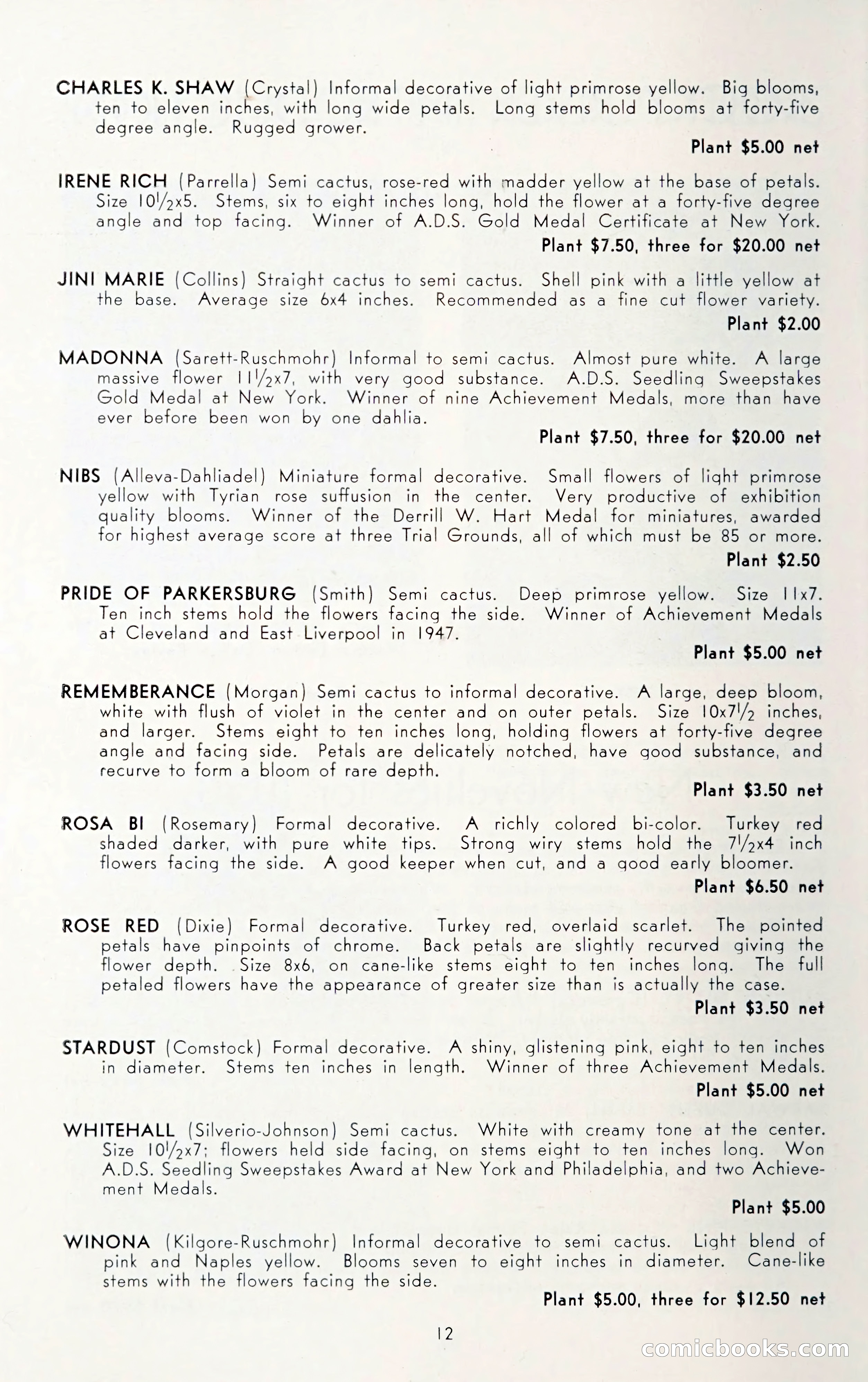 Dahlia Blue Book for 1950 — page 16 of 62