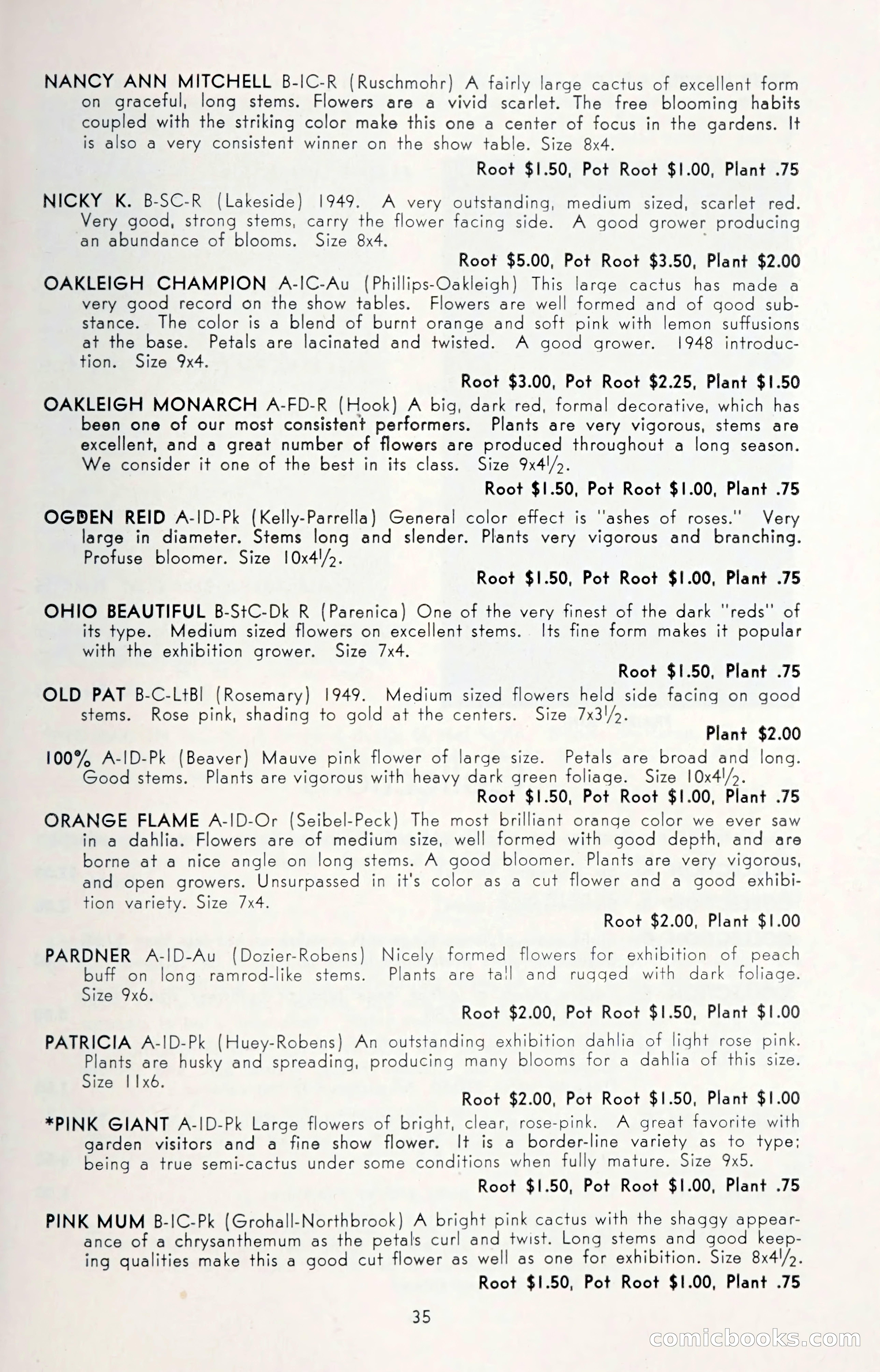 Dahlia Blue Book for 1950 — page 39 of 62
