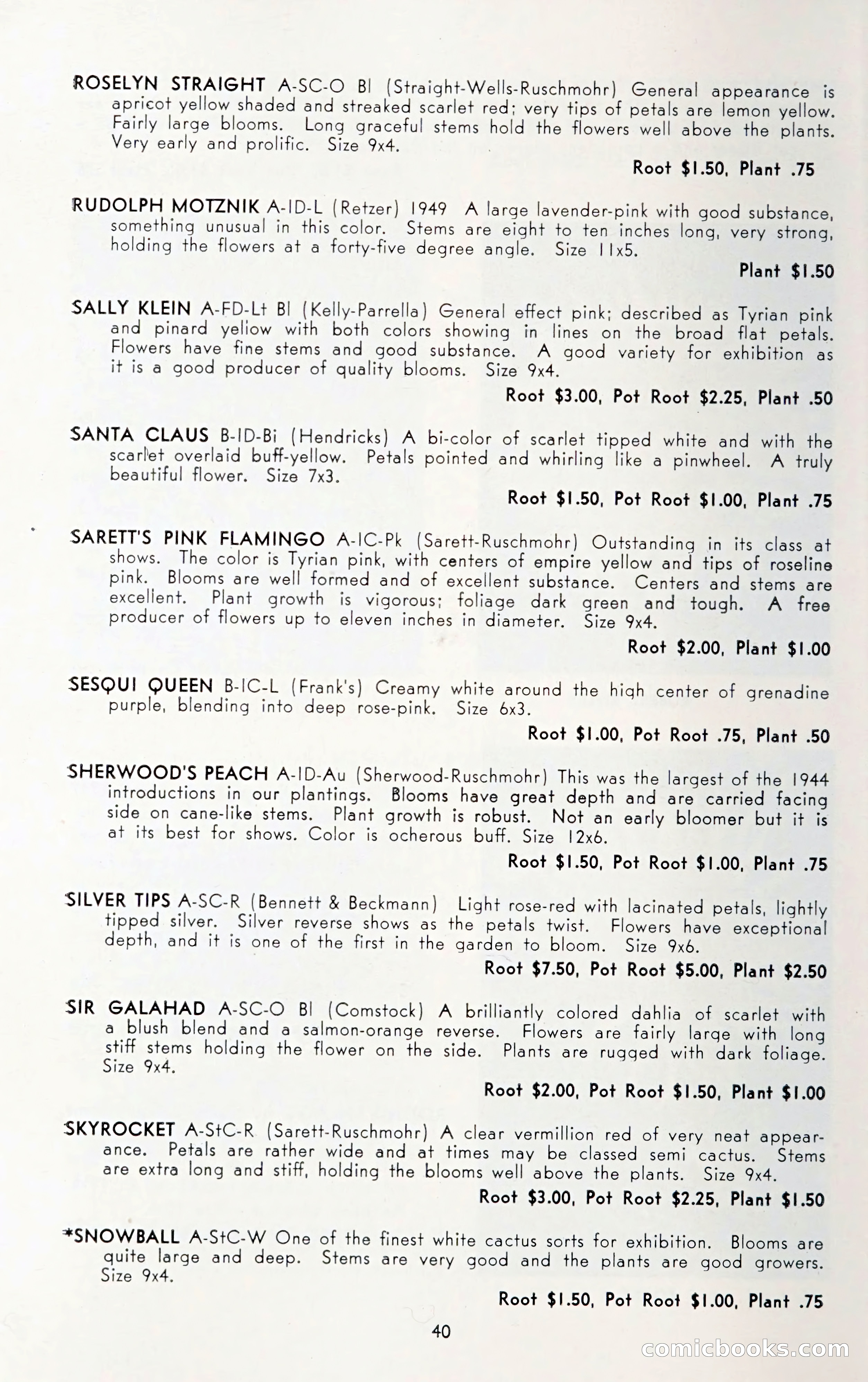 Dahlia Blue Book for 1950 — page 44 of 62