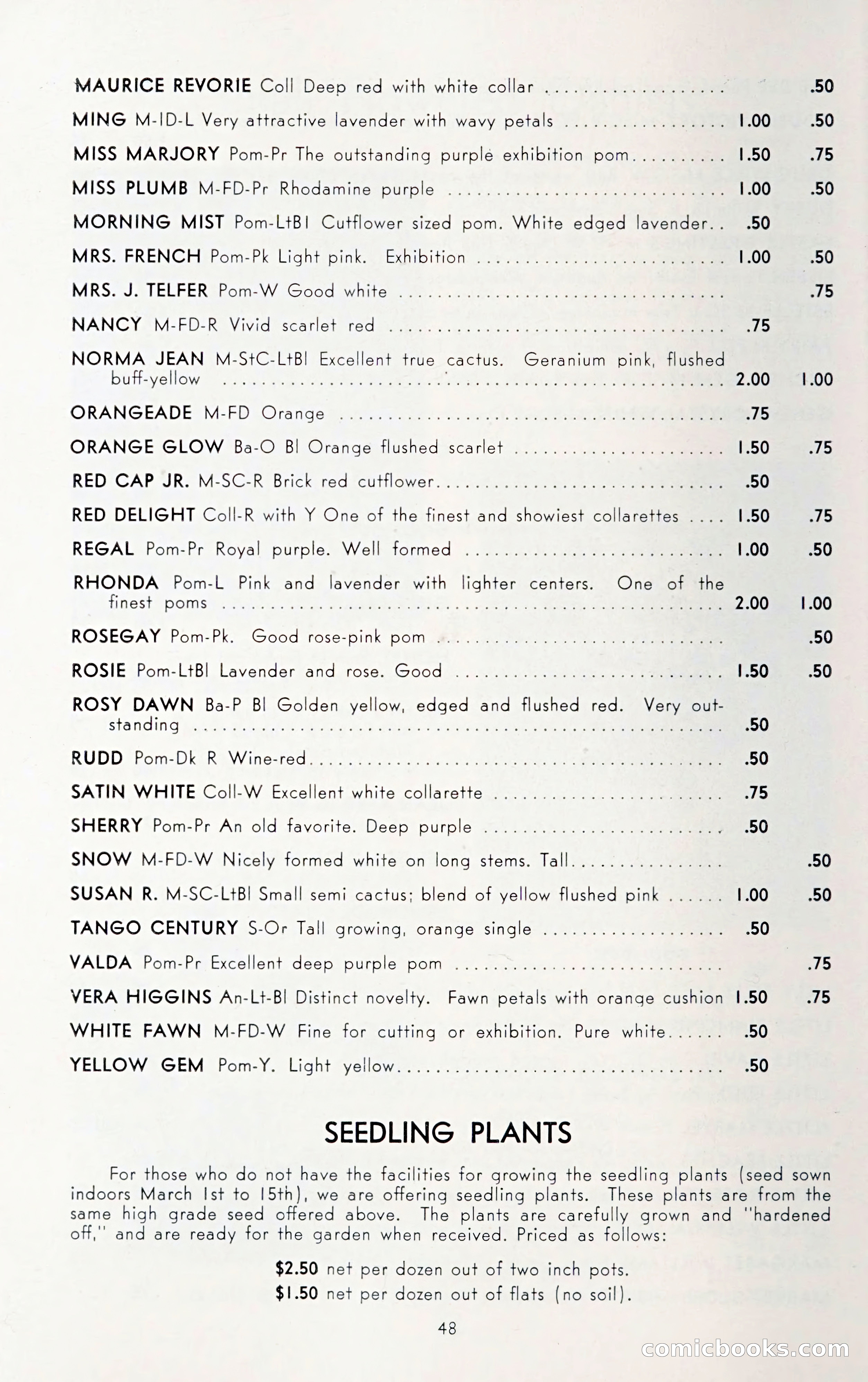 Dahlia Blue Book for 1950 — page 52 of 62