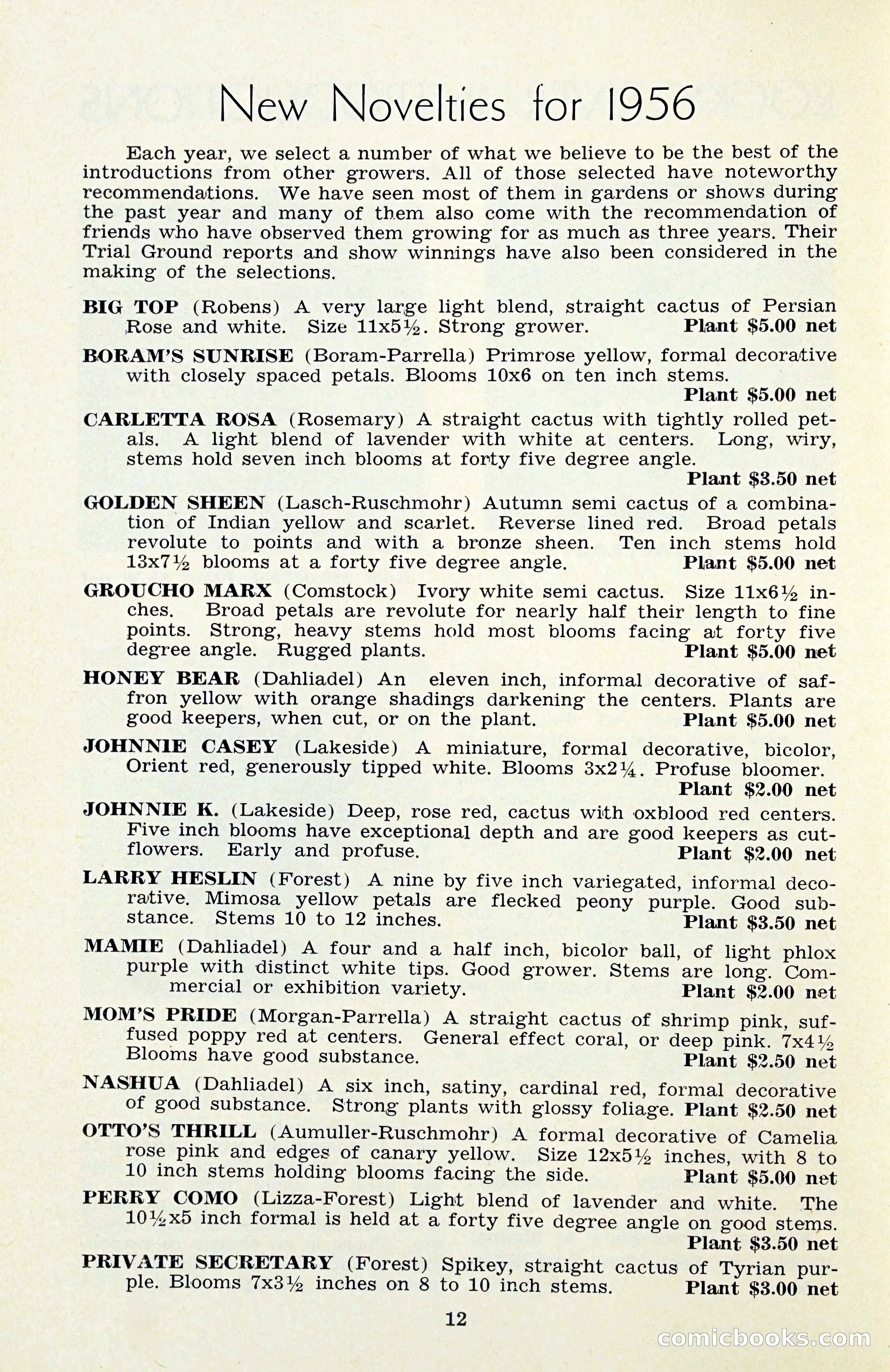 The Dahlia Blue Book for 1956 — page 15 of 69