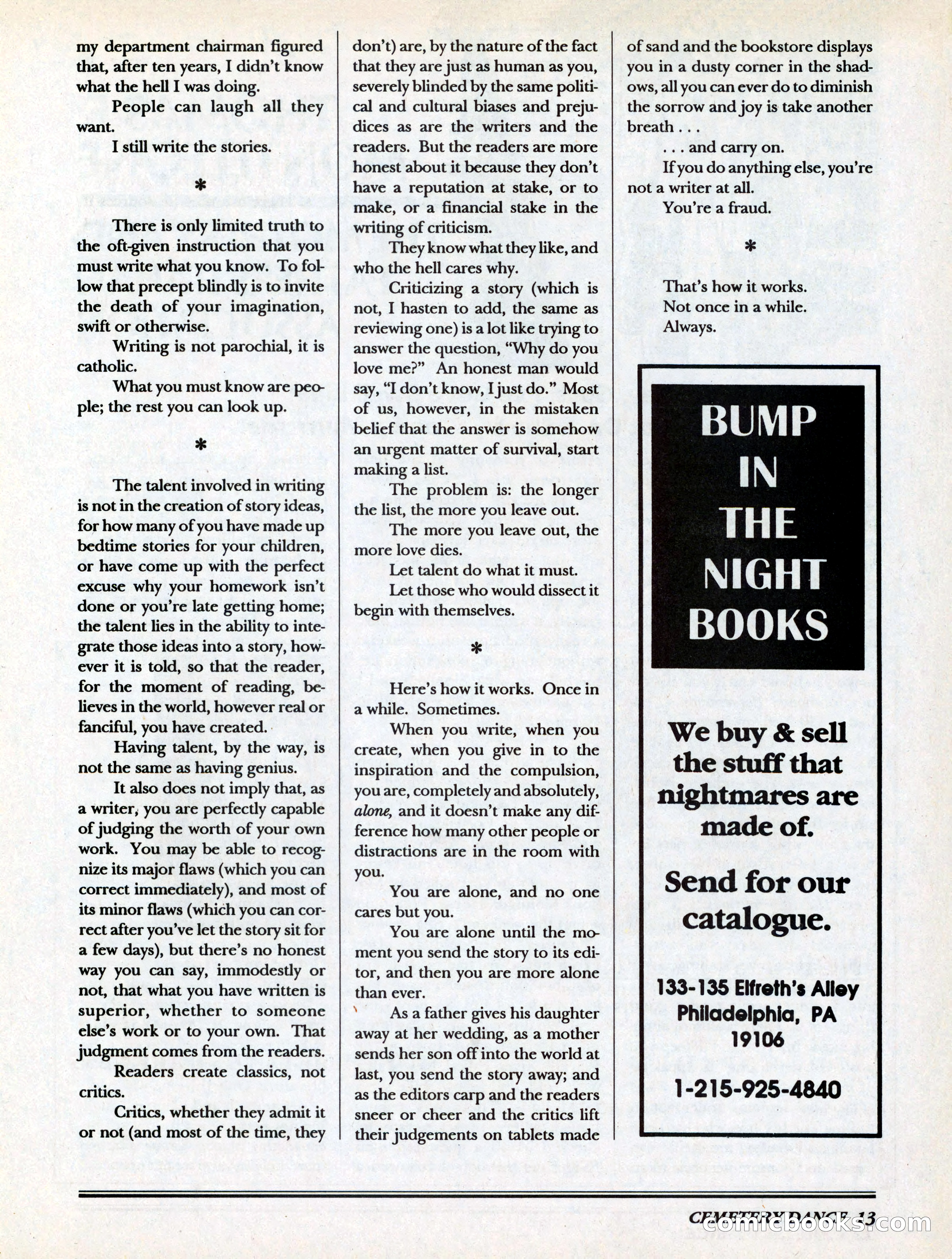 Cemetery Dance, Volume 6, Issue 4 — page 15 of 148