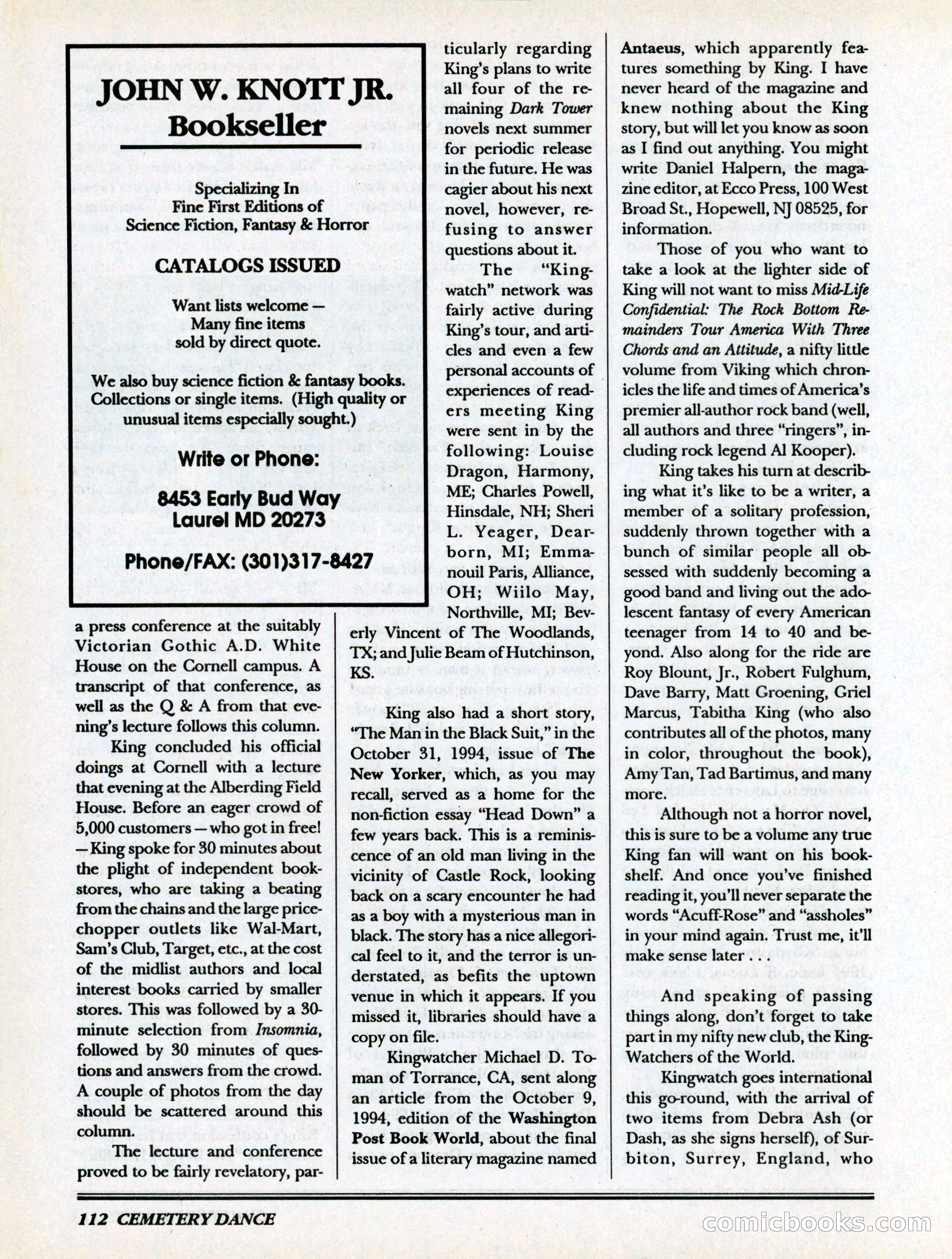 Cemetery Dance, Volume 6, Issue 4 — page 114 of 148