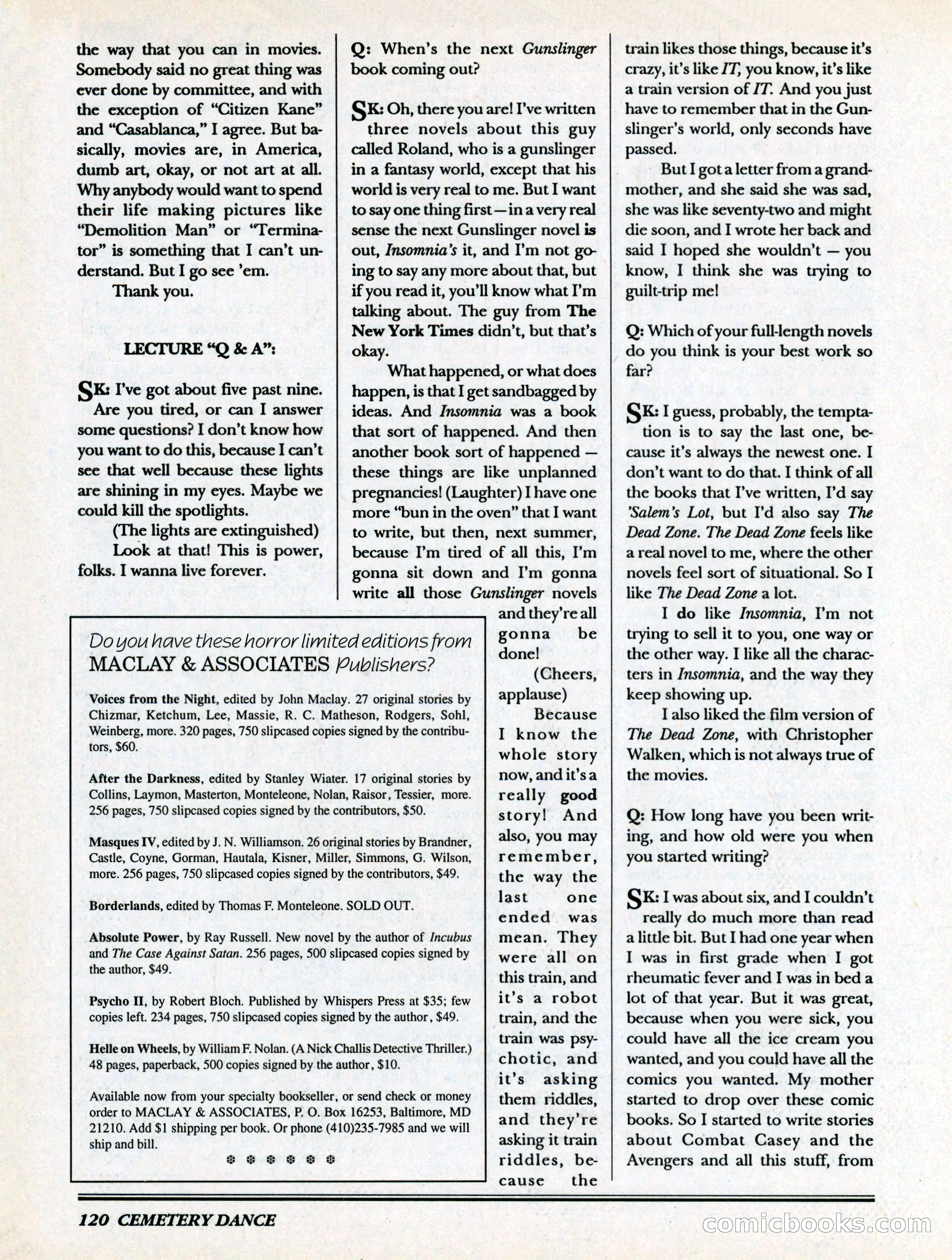 Cemetery Dance, Volume 6, Issue 4 — page 122 of 148