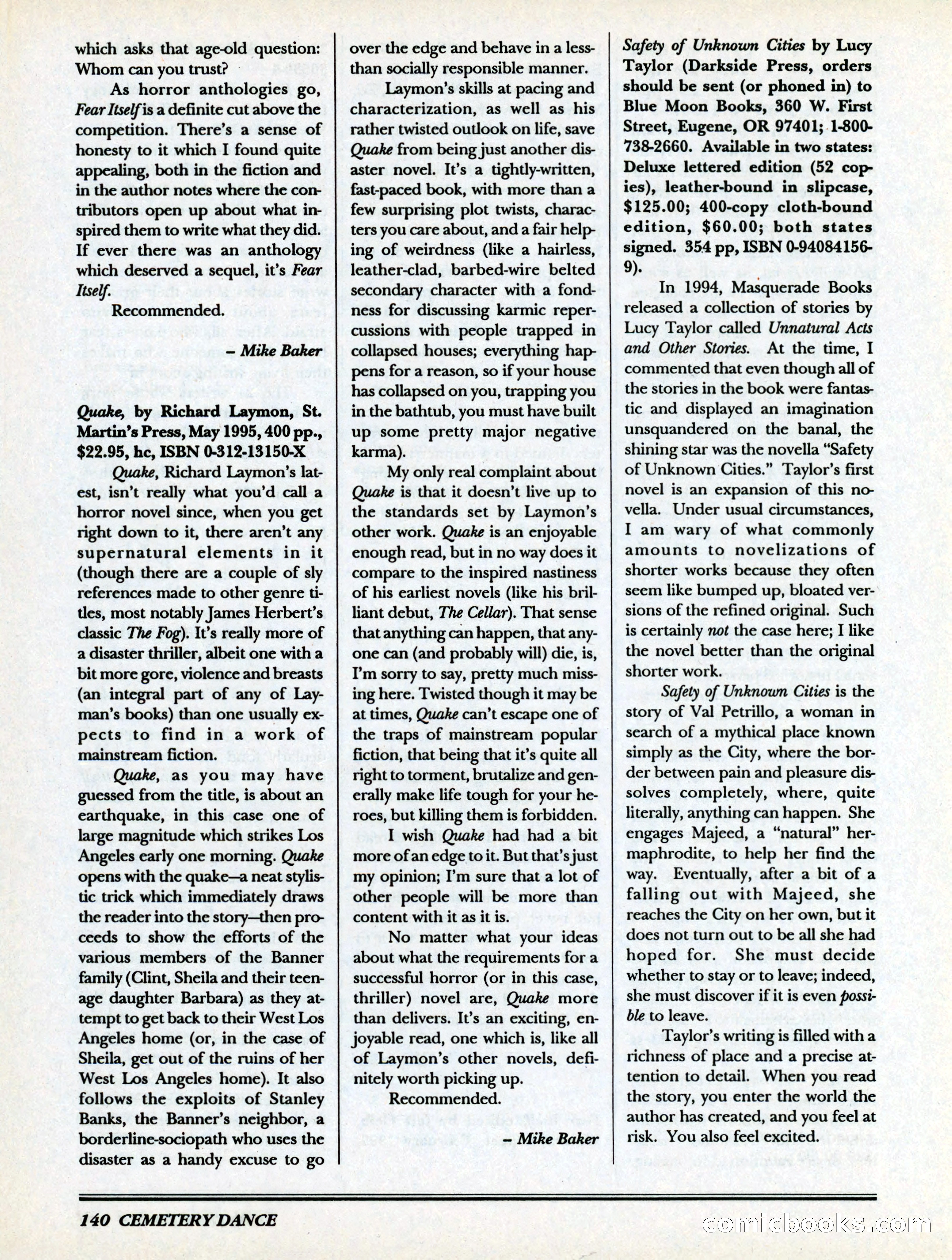 Cemetery Dance, Volume 6, Issue 4 — page 142 of 148