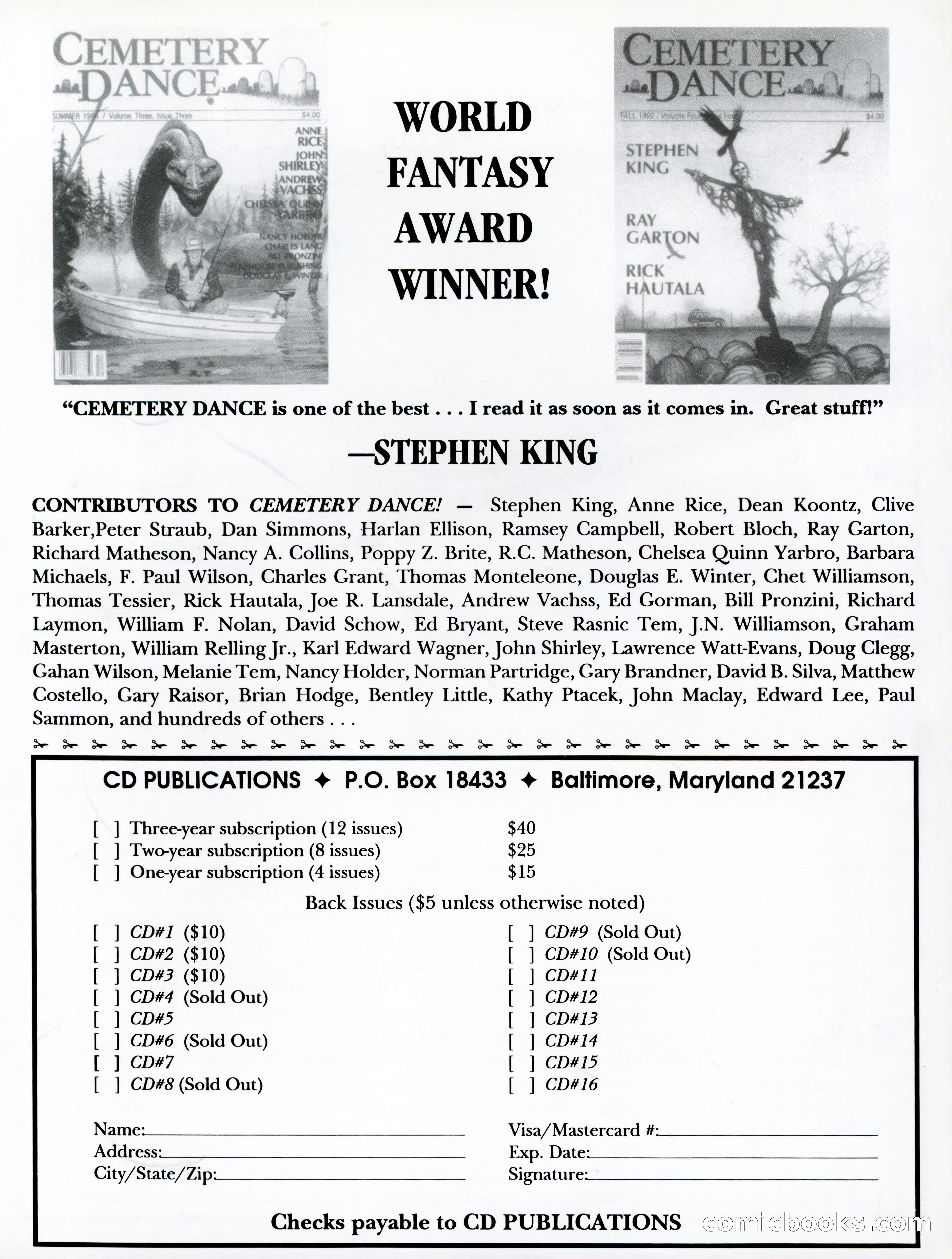 Cemetery Dance, Volume 6, Issue 4 — page 147 of 148