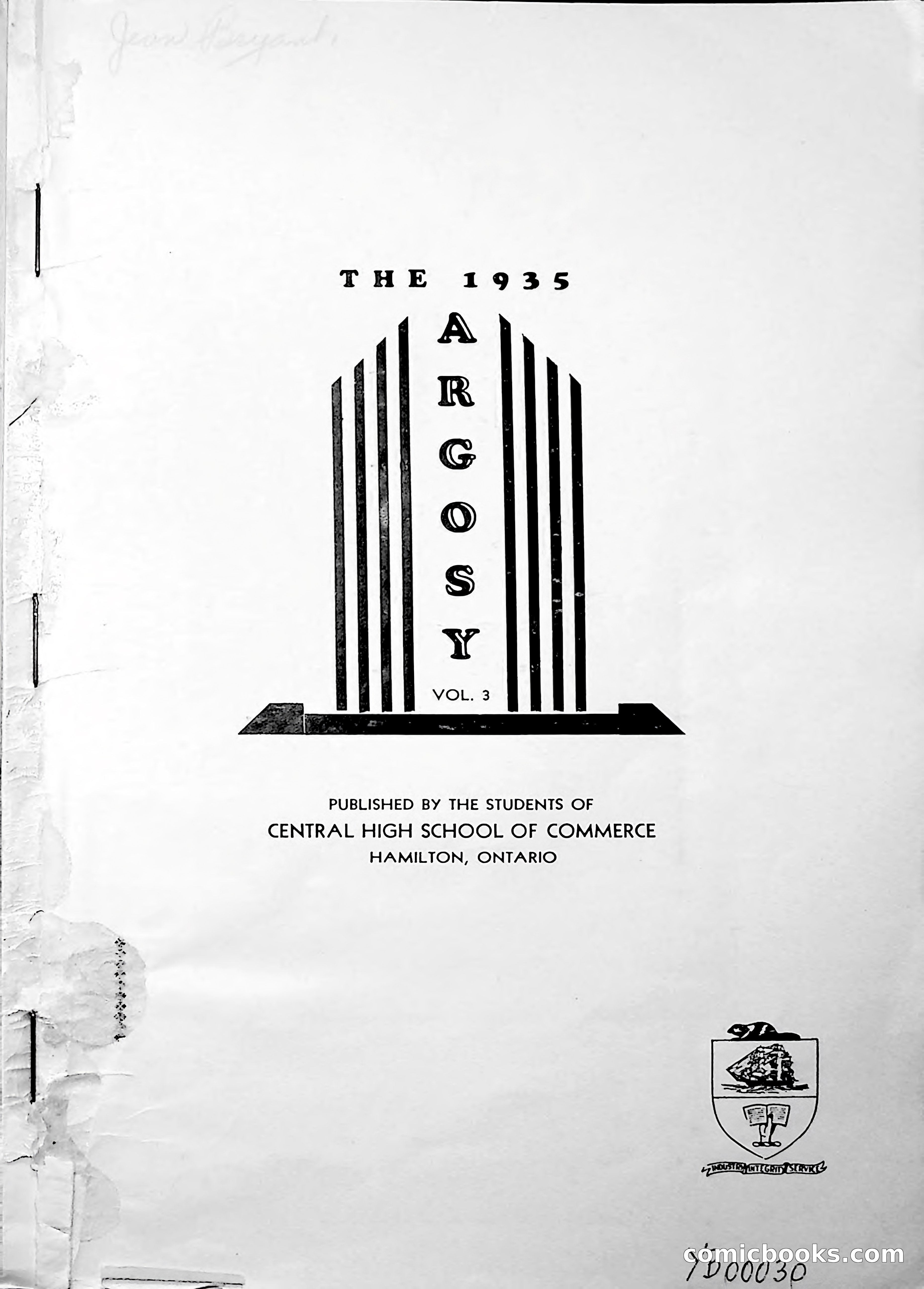 Central High School of Commerce Argosy, 1937 — page 3 of 400