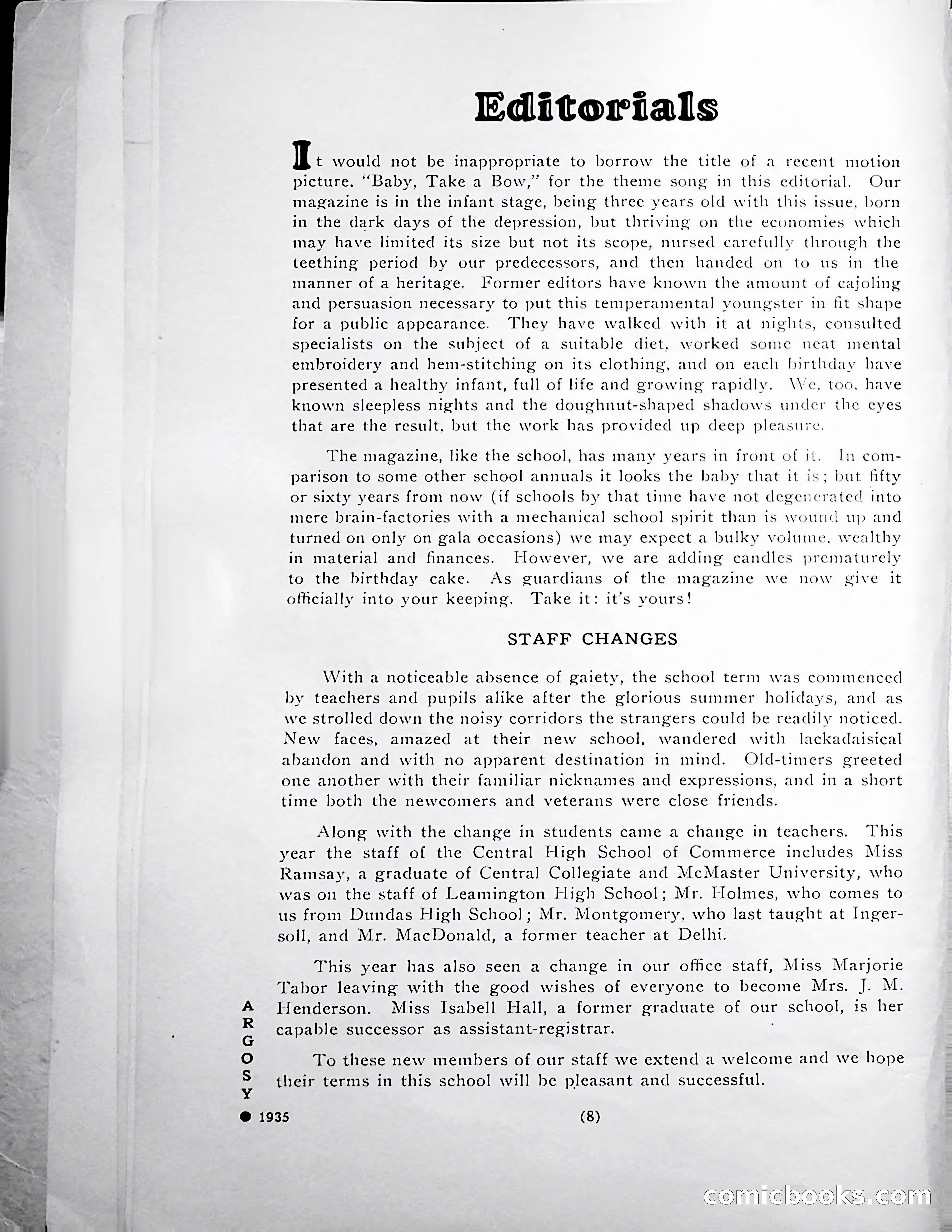 Central High School of Commerce Argosy, 1937 — page 10 of 400