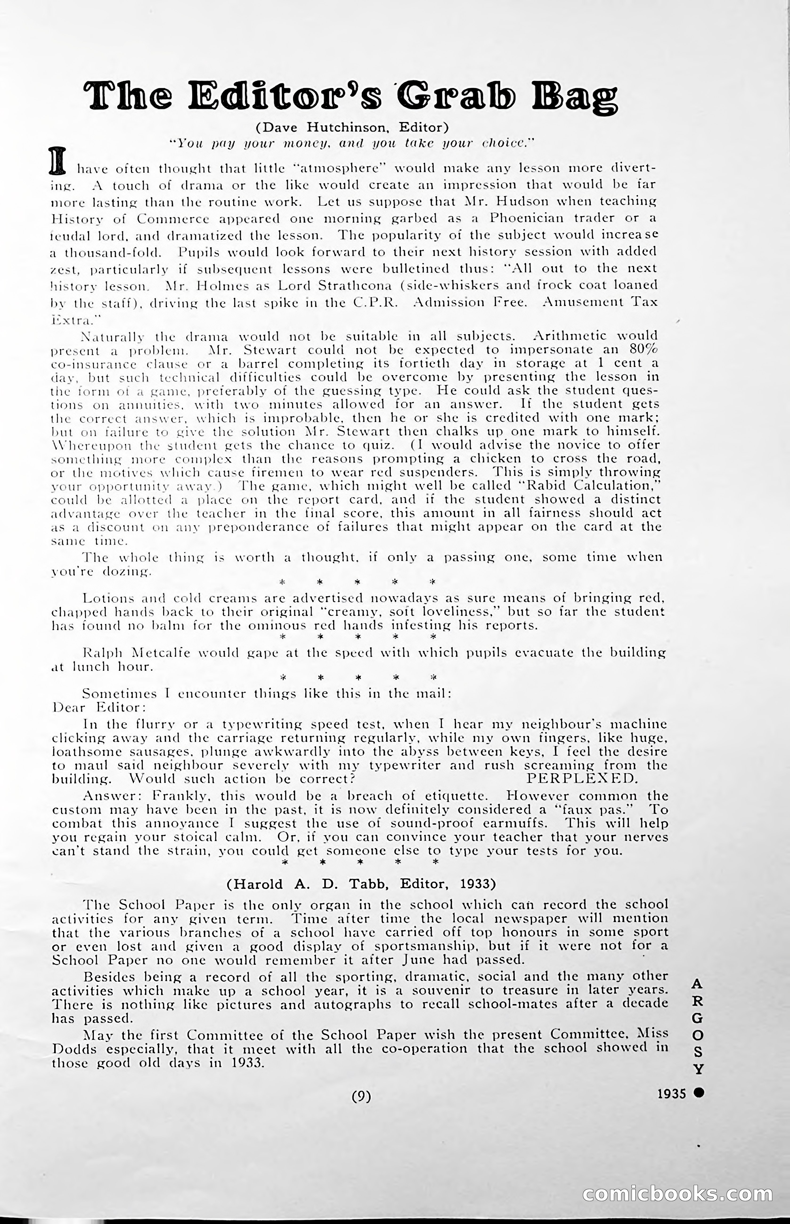 Central High School of Commerce Argosy, 1937 — page 11 of 400